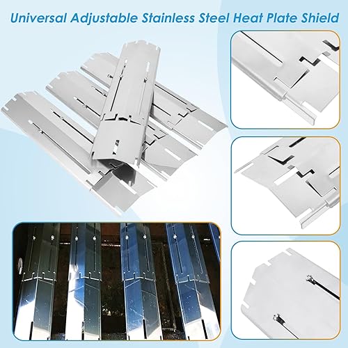 Miniatura 2 de Paquete de 4 placas térmicas universales para parrilla que se extienden de 11.75 a 21 pulgadas, protector térmico ajustable de acero inoxidable,