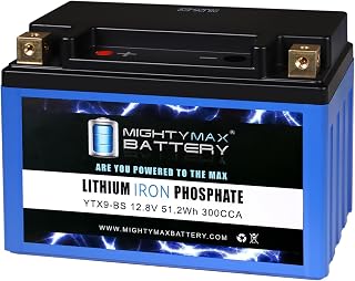 Mighty Max Battery YTX9-BS LIFEPO4-12 Volt 8 AH, 300 CCA, Lithium Iron Phosphate (LiFePO4) Battery