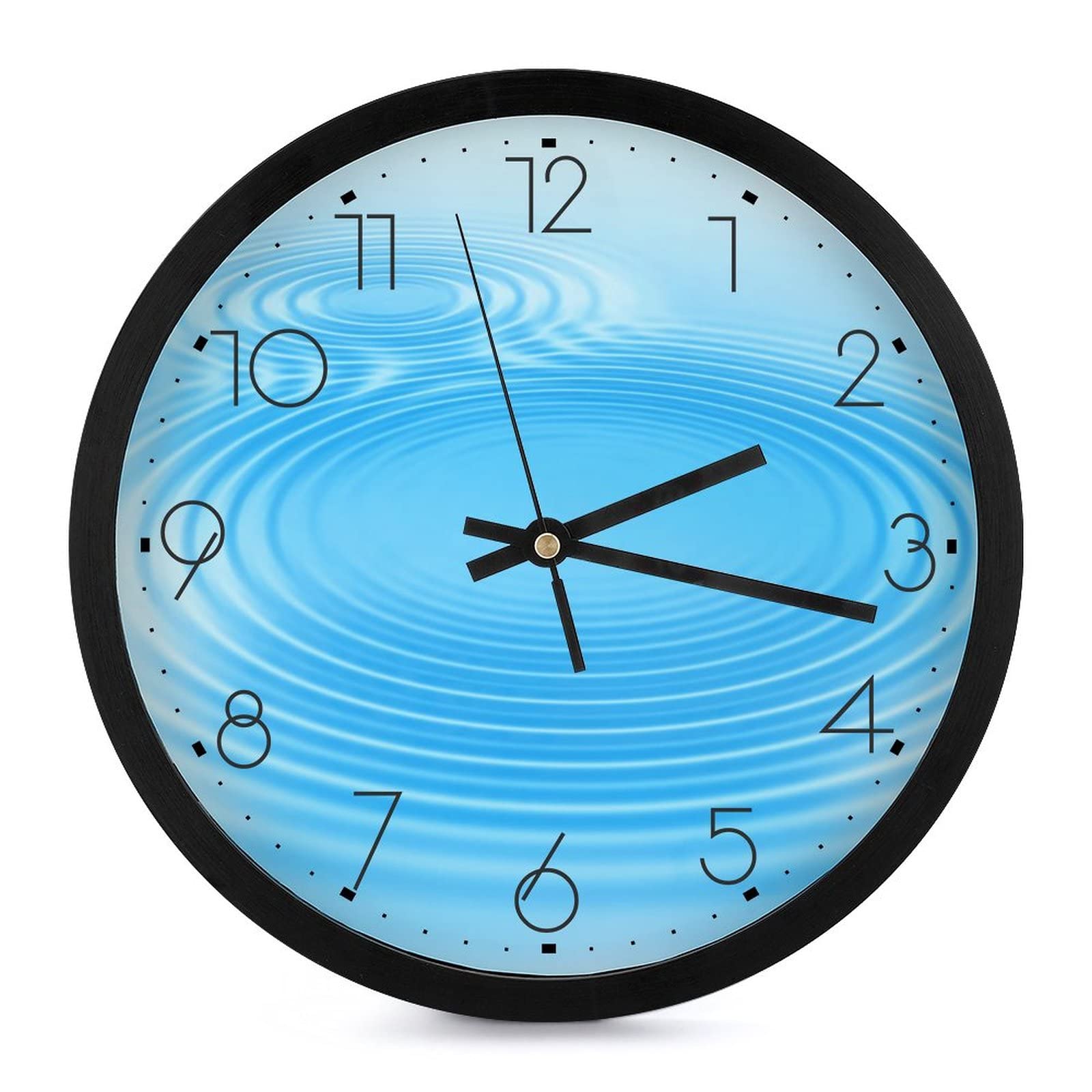 Pendule Murale Silencieuse Moderne de 25.4cm Modèle Vague d'eau pour Salon et Bureau Calme