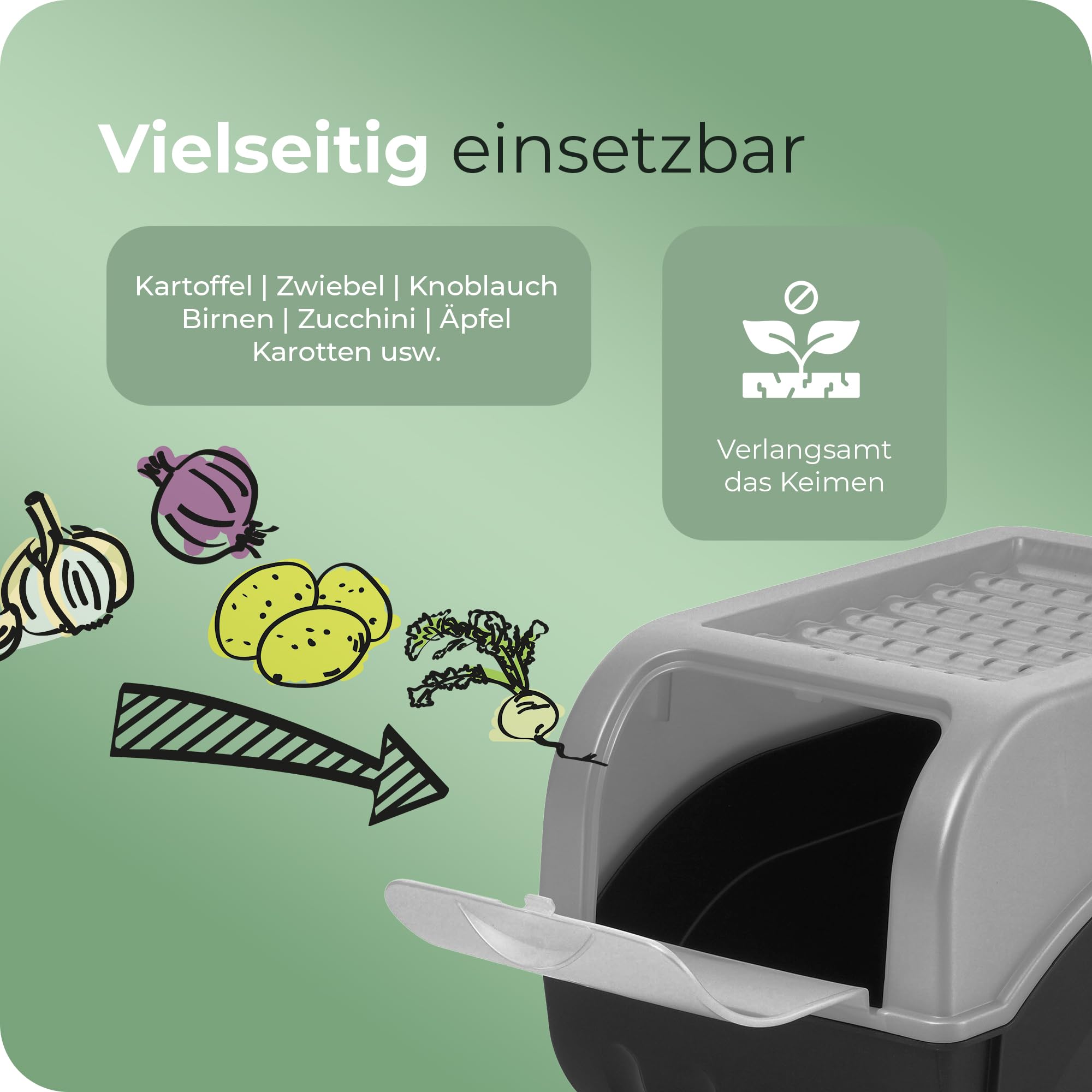 Novaliv Set aardappelopbergdozen set, 3,5 l 5 l 9 l, aardappeldozen, groentedozen, stapelbare uienboxen, fruitcontainer, vershouddozen, wit