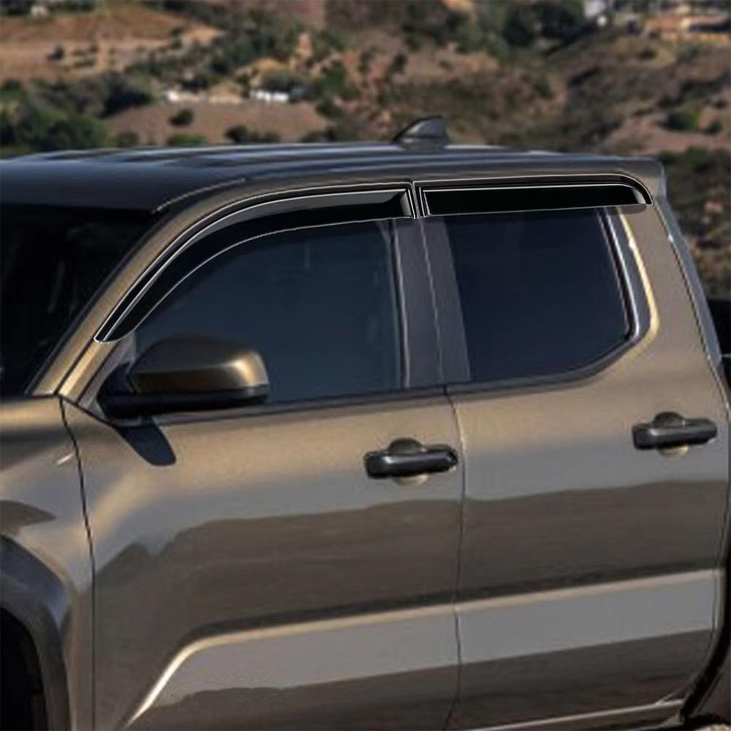 for Toyota Tacoma 2024 2025 2026 Car Side Window Deflector Visor Wind Deflector Rain Guards Sunshades Exterior Cover ABS Black 4pcs (Only for 4-Door Version)