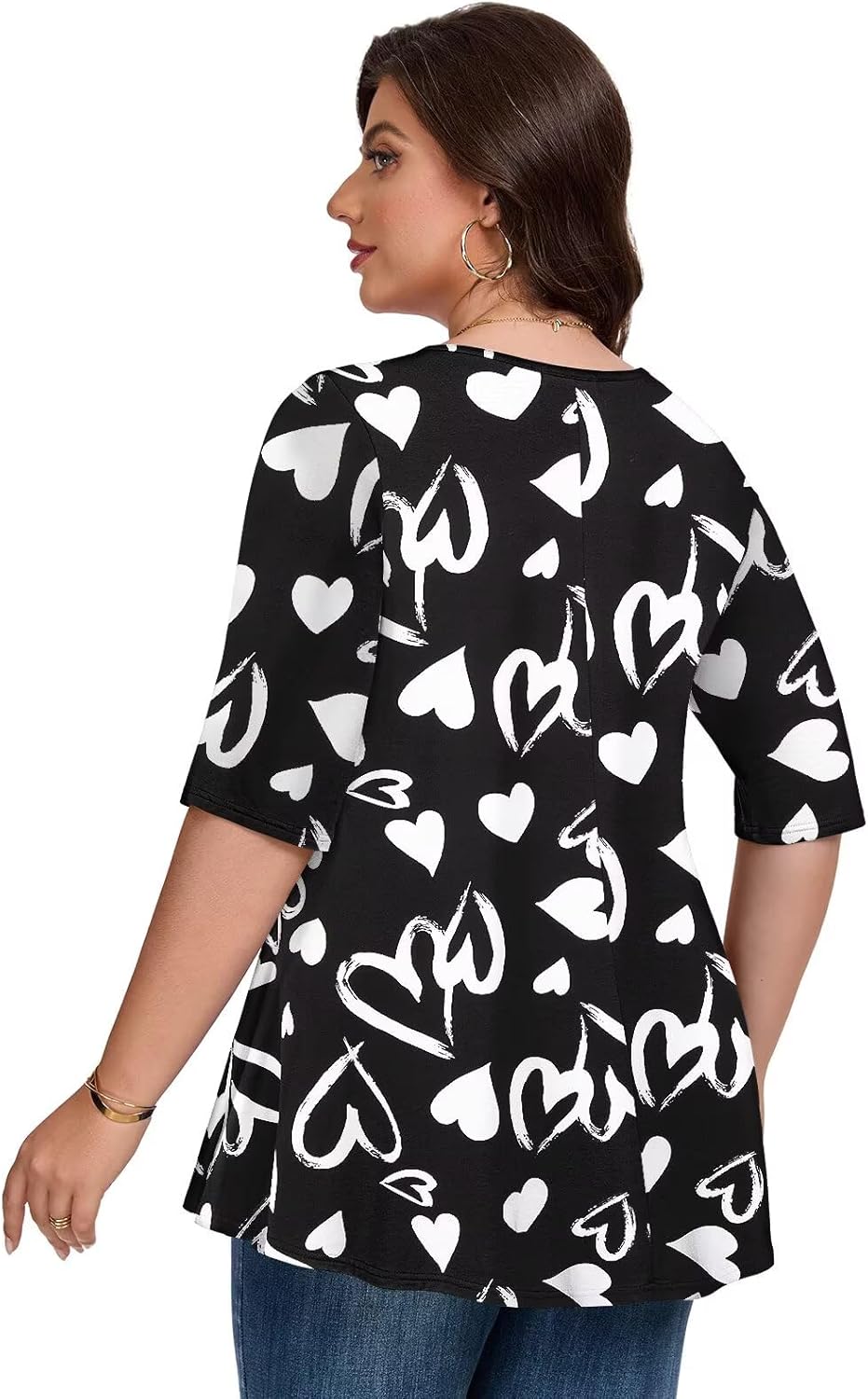 LARACE Elbow Sleeve Plus Size Tops for Women, Women's Half Sleeves Tunic Shirts Spring Summer Fall Clothes Blouse V Neck - Image 6