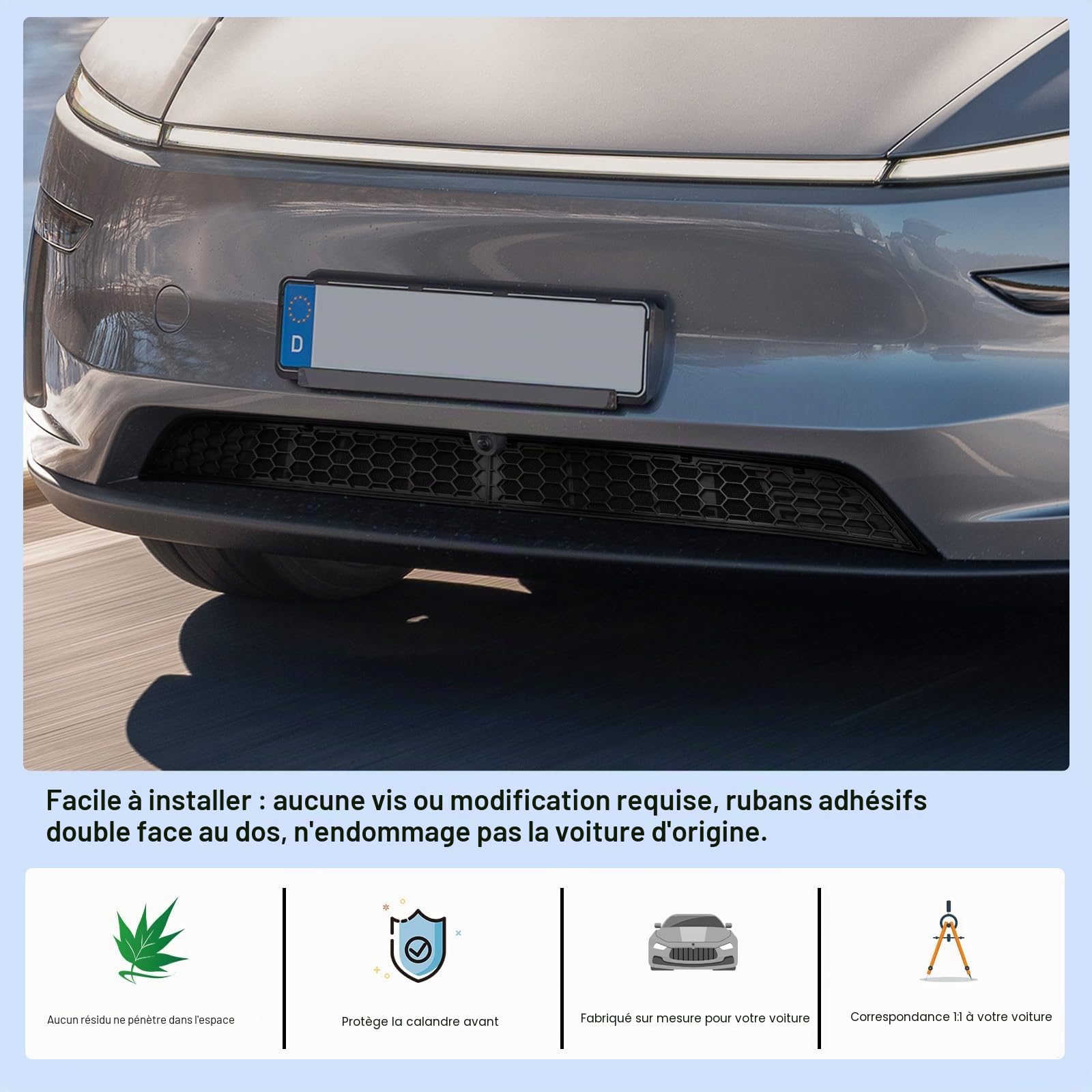 CDEFG Compatible avec Tesla Model Y Juniper 2025 2026 Calandre avant, masque de pare-chocs avant, modèle modifié Y Juniper 2025 Accessoires [2 pièces]