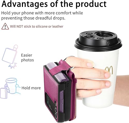 Miniatura 9 de Asuwish Compatible con Samsung Galaxy Z Flip 4 5G 2022 - Funda tipo cartera y ranura para tarjetas, anillo con cierre magnético, a prueba de golpes,