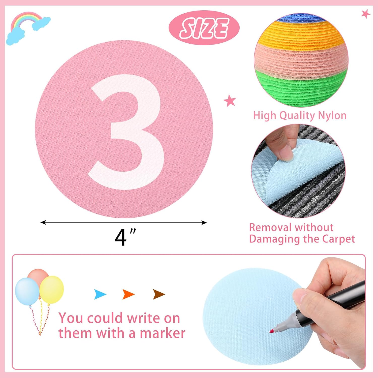 TaoBary 120 Pcs Carpet Markers Spots with Numbers 1-48, Multicolor Circles Carpet Dots Markers for School Teacher Supplies Classroom Decoration (Macaron Colors)