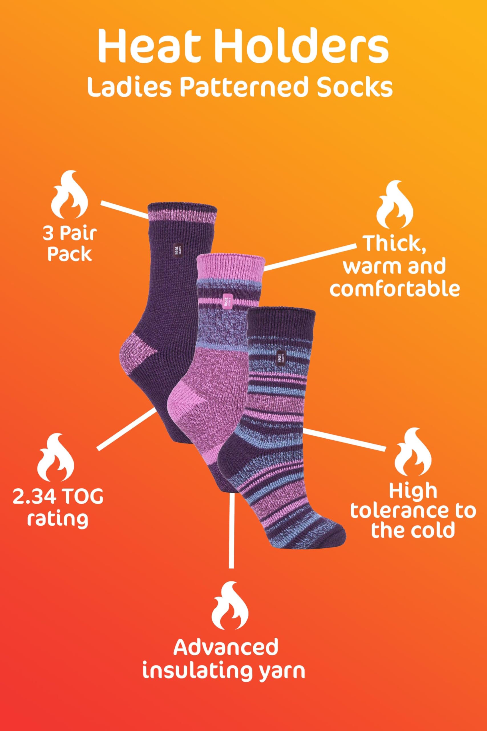 Heat Holders - 3 Pares Invierno Cálido Termicos Calcetines para Mujer | Forrado Polar