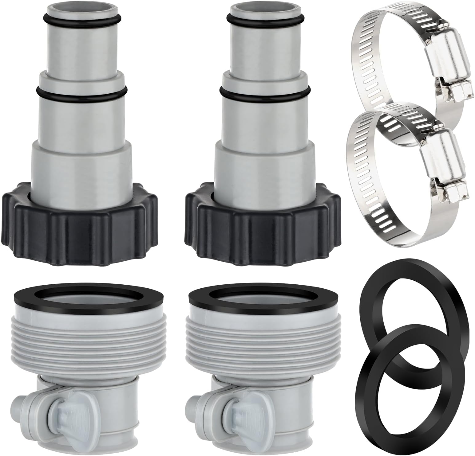 The Swimming Pool Hose Adapter A/B Type Connector is Suitable for 1.25 Inch and 1.5 Inch Hoses and is Compatible with Intex Filtration Pumps, Swimming Pool Accessories, and Salt Water Systems(4 Sets)