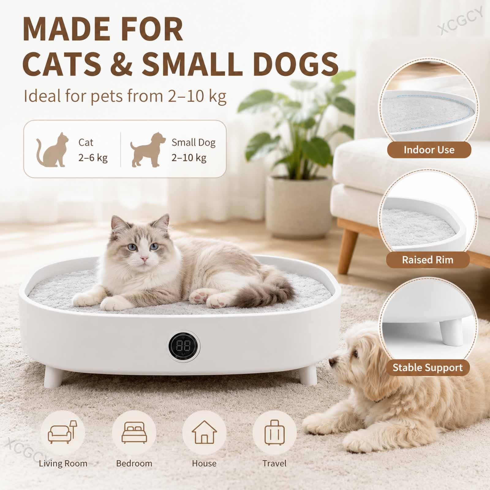Tappetino Rinfrescante Elettrico per Animali Domestici, Cuccia Intelligente per Gatti con Funzione di Raffreddamento E Riscaldamento, Temperatura Regolabile, Display LED E Sensore per Gatti da