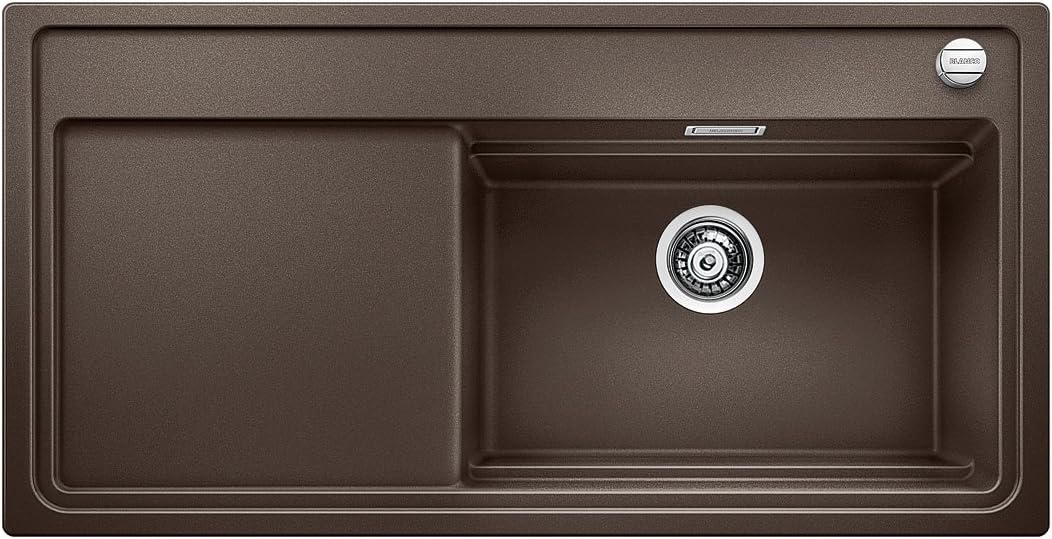 BLANCO Zenar XL 6 S DampfgarPlus, Kitchen Sink, Granite Sink Made of Silgranit PuraDur with Wooden Cutting Board, 1 Piece, Coffee, 521226