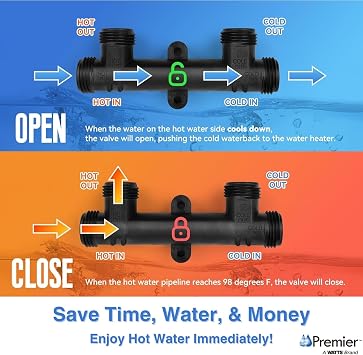 Watts Premier Replacement Sensor Valve Kit for 500800, 500805, HWRS-WH Watts Instant Hot Water Recirculation System, Two 12 Supply Lines, Two Reduced Fittings 1/2 FTP - 3/8 MPT, Two Mounting Screws
