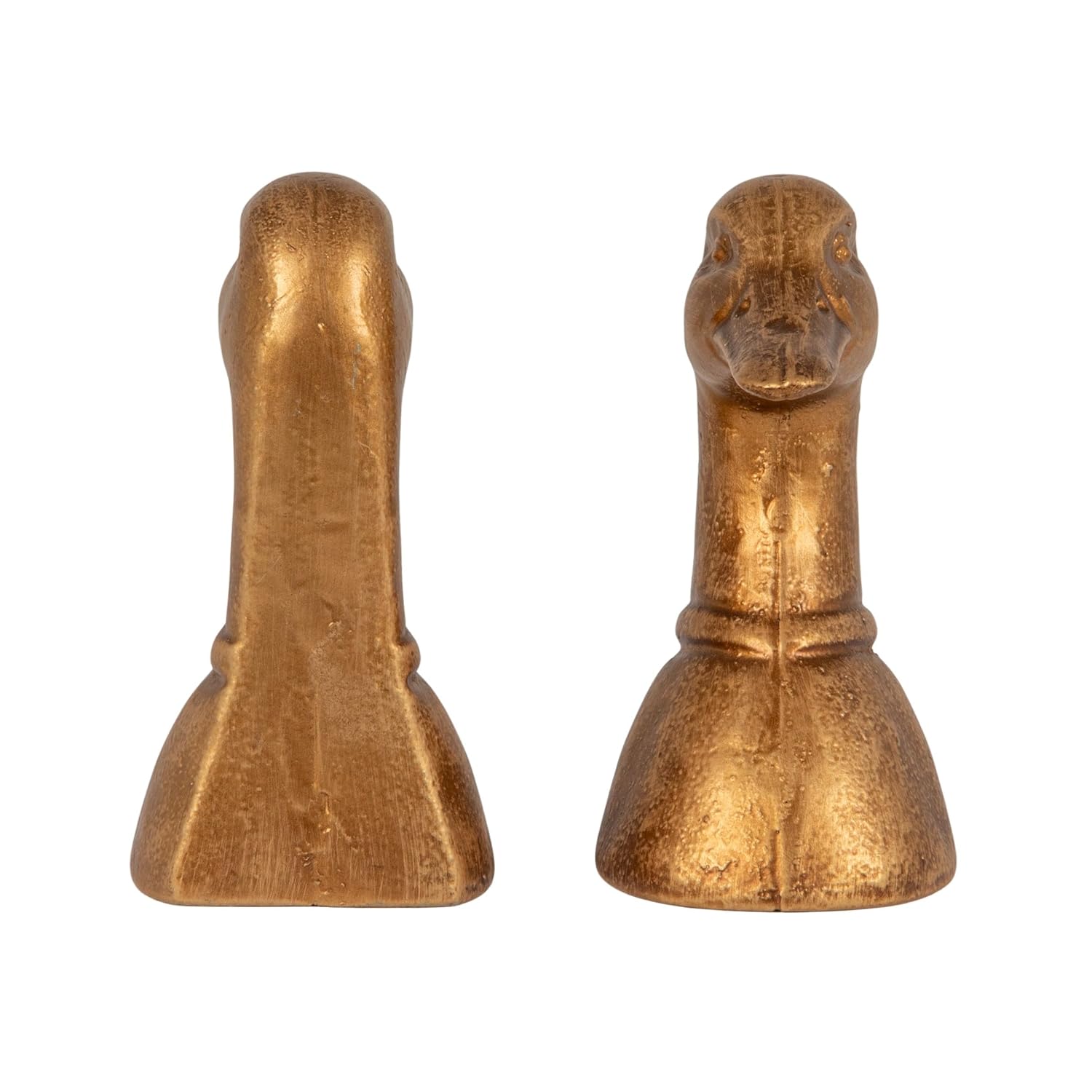 Creative Co-Op Decorative Distressed Cast Iron Duck Head Bookends, Gold image 3