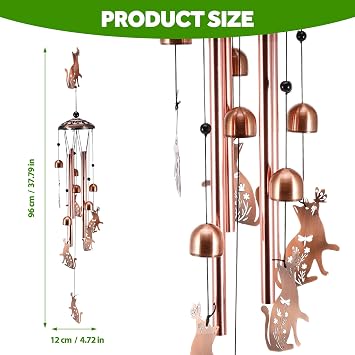Wind Chimes Outdoor, Wind chimes for Garden Yard outdoor Decor, Garden Decor, Best Gardening Gift for Mom Women Grandma Friend, Patio Decor for Balcony, LIving Room, Yard (Cat)