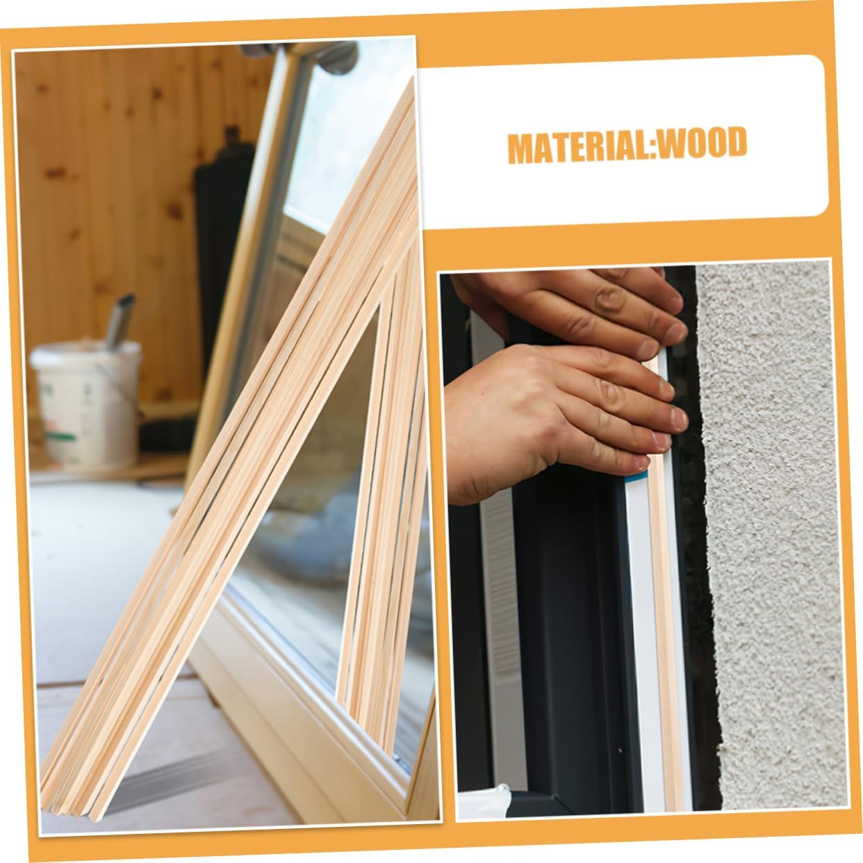 Garneck 12pcs Wooden Molding Trim Long Strips for Window Wall Decor DIY Window Trim Decor