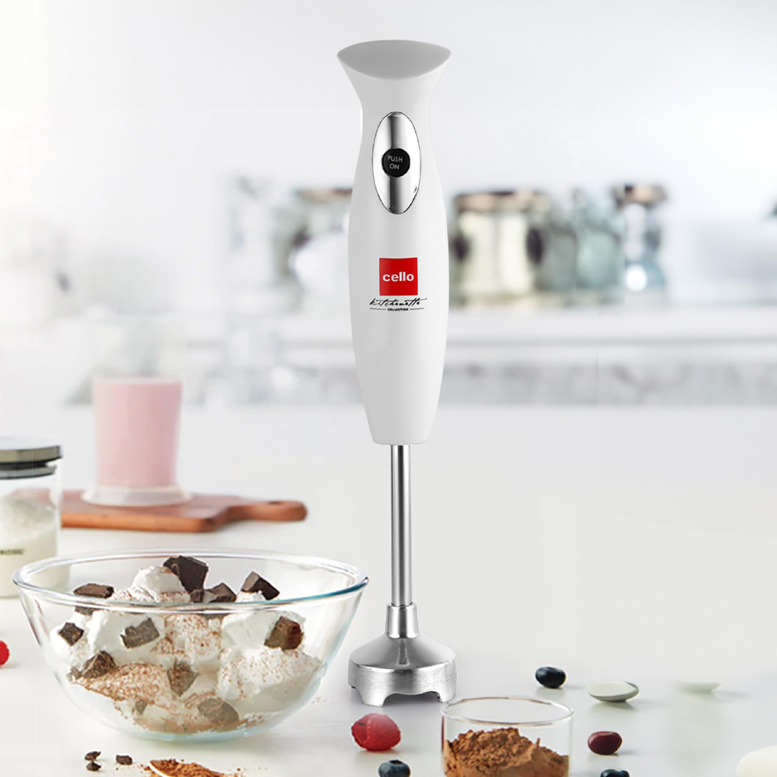 Cello Electra Hand Blender, White | Powerful 300W Motor | 100% Copper Motor, Ergonomic Design, Low Noise Operation, Easy to Clean and Store | 2-Year Warranty