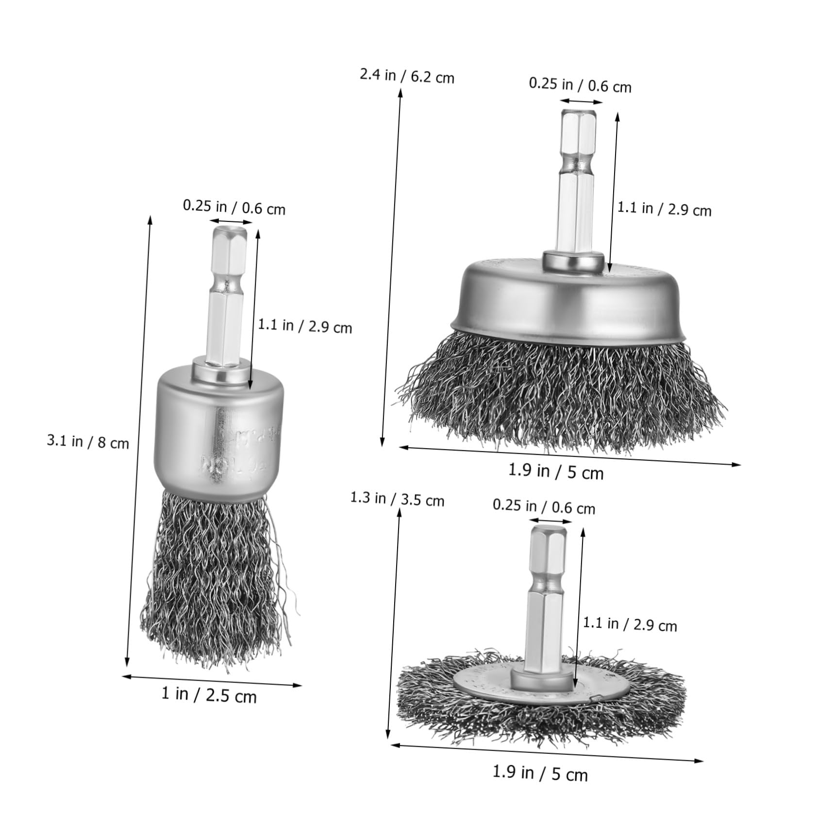 15pièces Lot De Brosses Métalliques Rondes Acier Pour Perceuse Pour Nettoyage Polissage De Métaux
