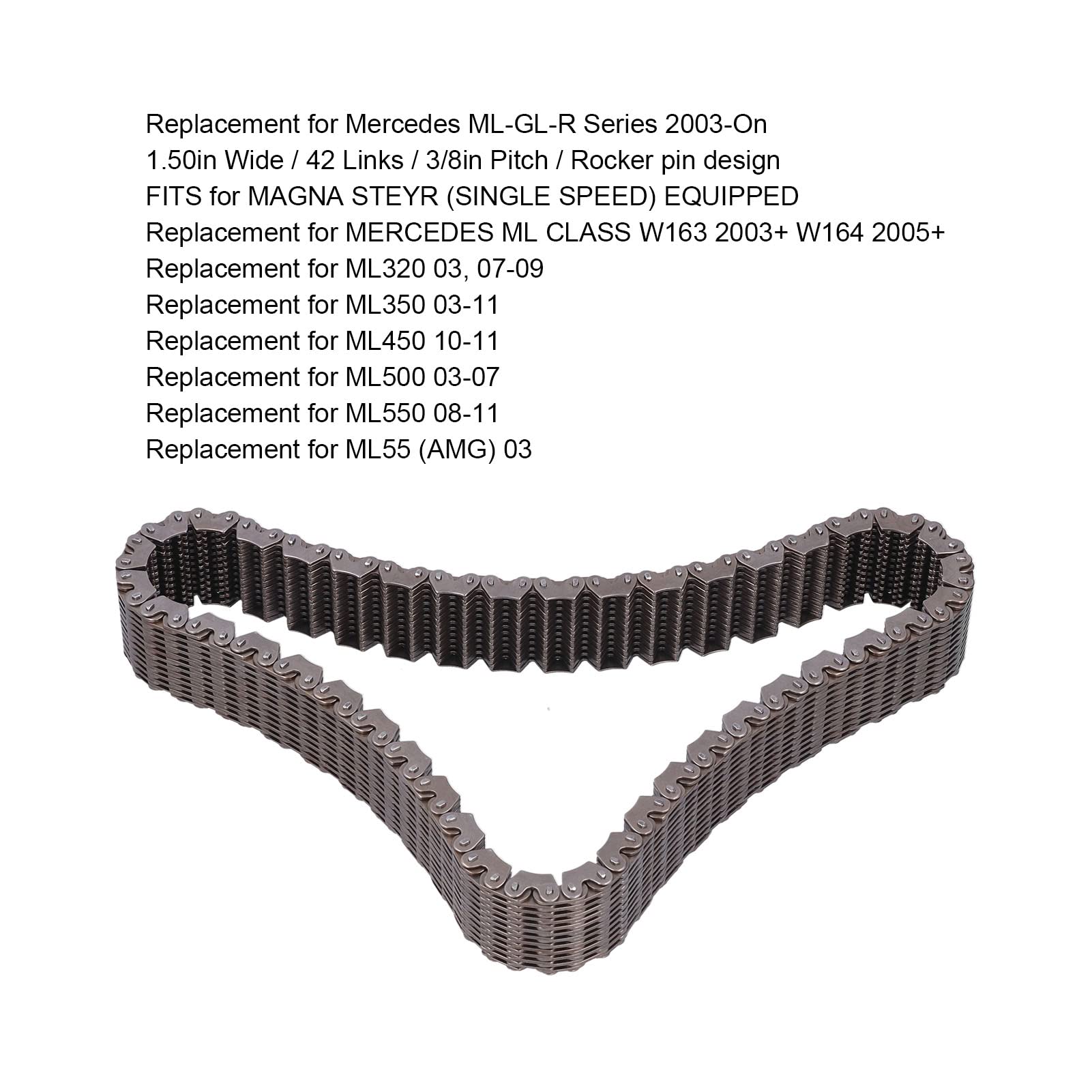 Transfer Case Chain 2512800800 Edelstahl Ersatzkette HV091 HV523 2512800900 für ML GL R Klasse 2003-On Verteilergetriebe Einsatz