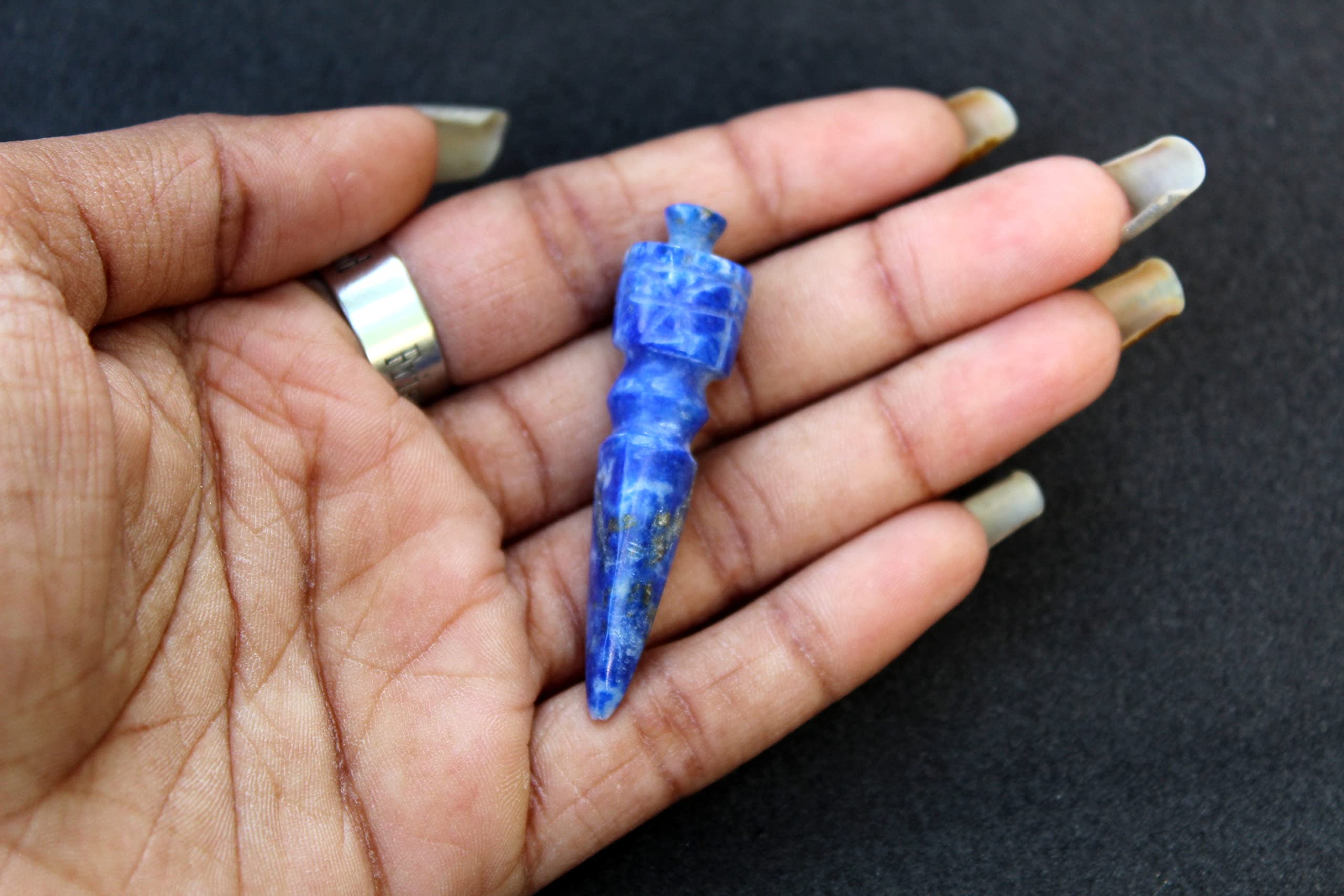 Jet International Women's Genuine Mini Lapis Lazuli Phubra 2" Tibetan Nepal Vajra Carving Deity Tibetan Buddhism Swastika Kila Phurpa Magic Lama Dis-Integrator Ritual Ceremony Cleansing God Lord - Image 4