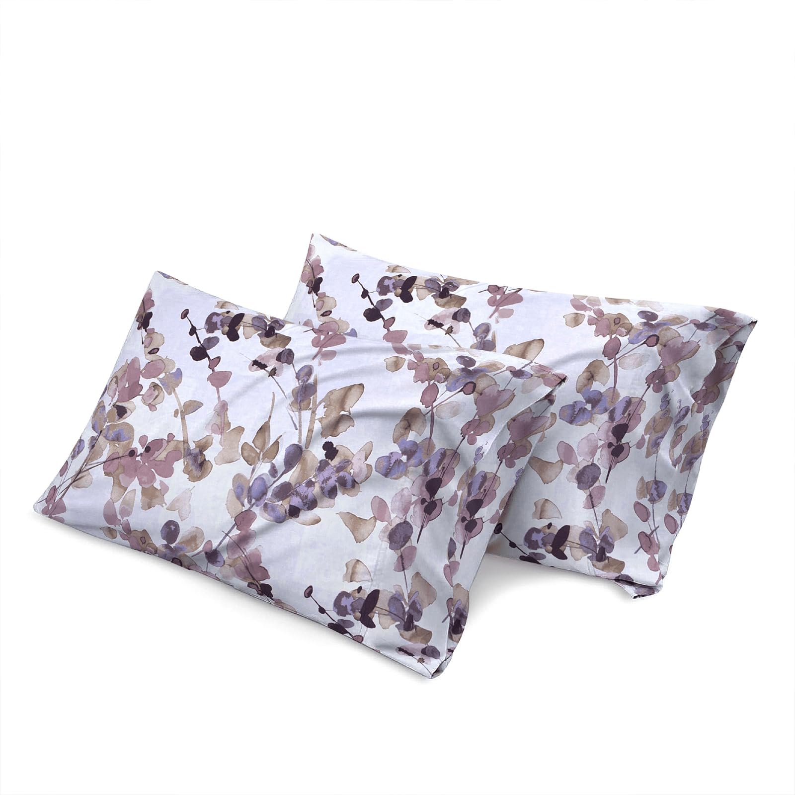 Shadow Sleep Pillow Case 100% Egyptian Cotton 400 Thread Count Luxury Floral Printed Flower Design Pair of Pillowcases Breathable Soft Machine Washable Bed Pillow