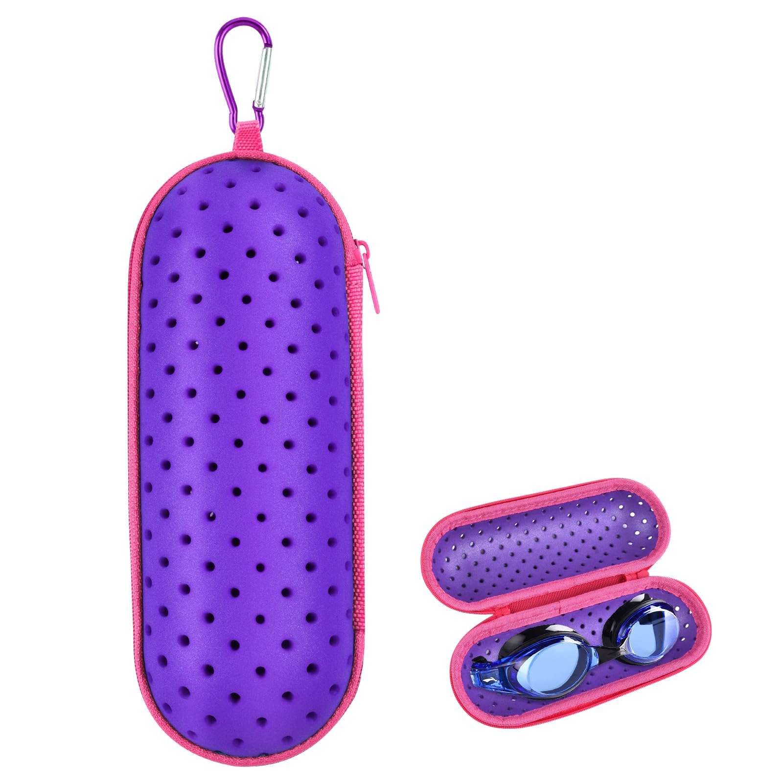 Swimming Goggles Case, Swimming Goggles Case with Drainage Holes, Hook Clip, Swimming Goggles Box, Swimming Goggles Case, Unisex