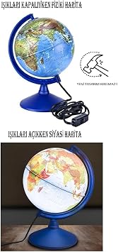 D nya K resi I kl  K re Hem Fiziki Hem Siyasi 30 Cm  apl  Y ksek Kalite Yer K re Harita,  ok Renkli