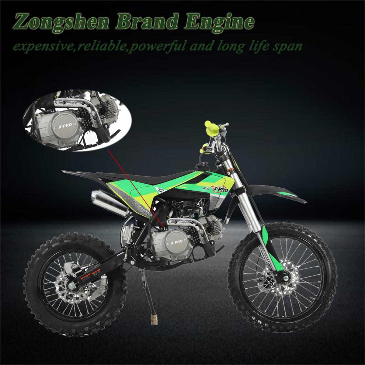 X-PRO X9 125cc Dirt Bike Adults Pit Bike 125 Pitbike,Big 17"/14" Tires! (Yellow)