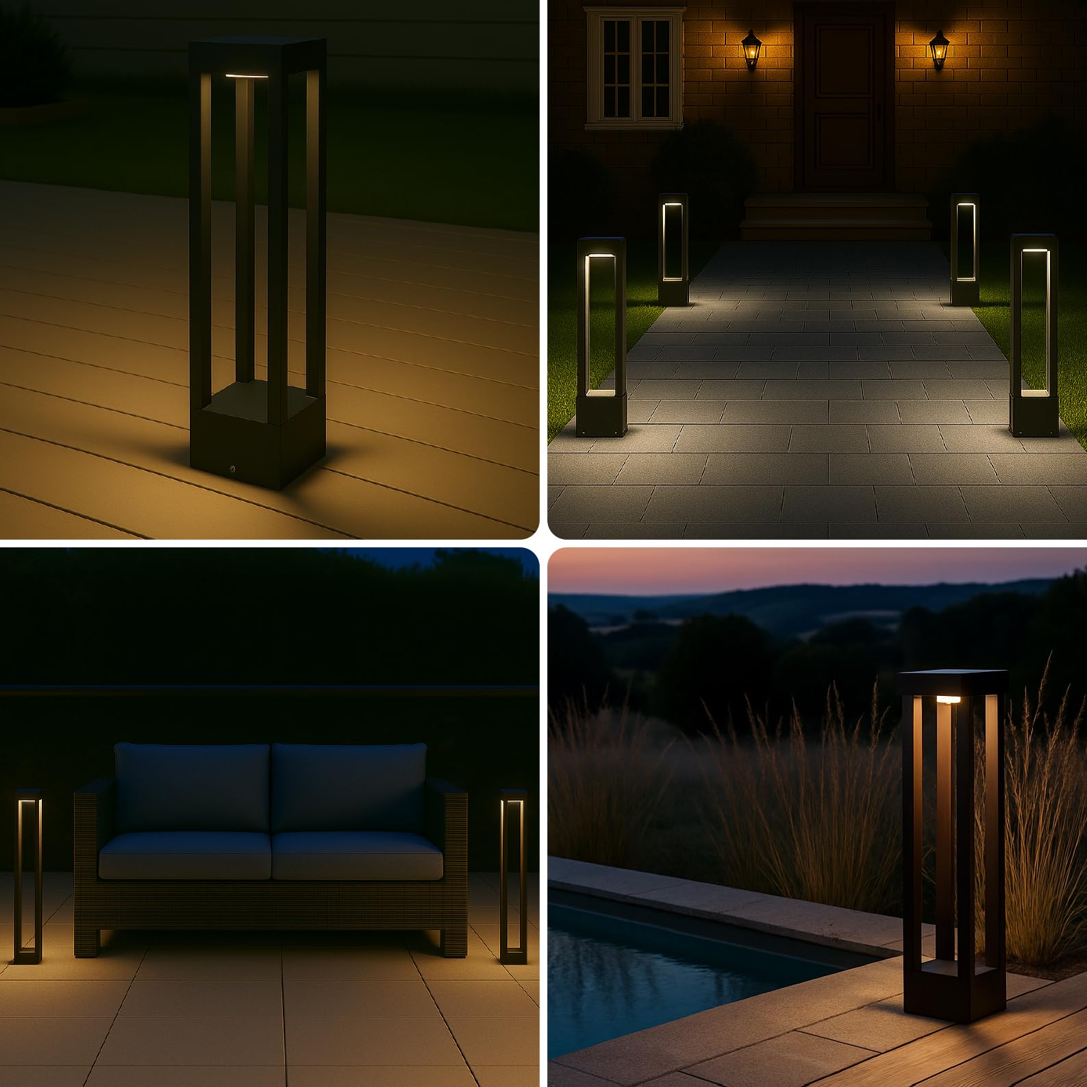 LED ATOMANT 2x Baliza LED Jardin 7W Color Luz Fria 750lm IP67 Metal Negro | Color Blanco Frio 6500K