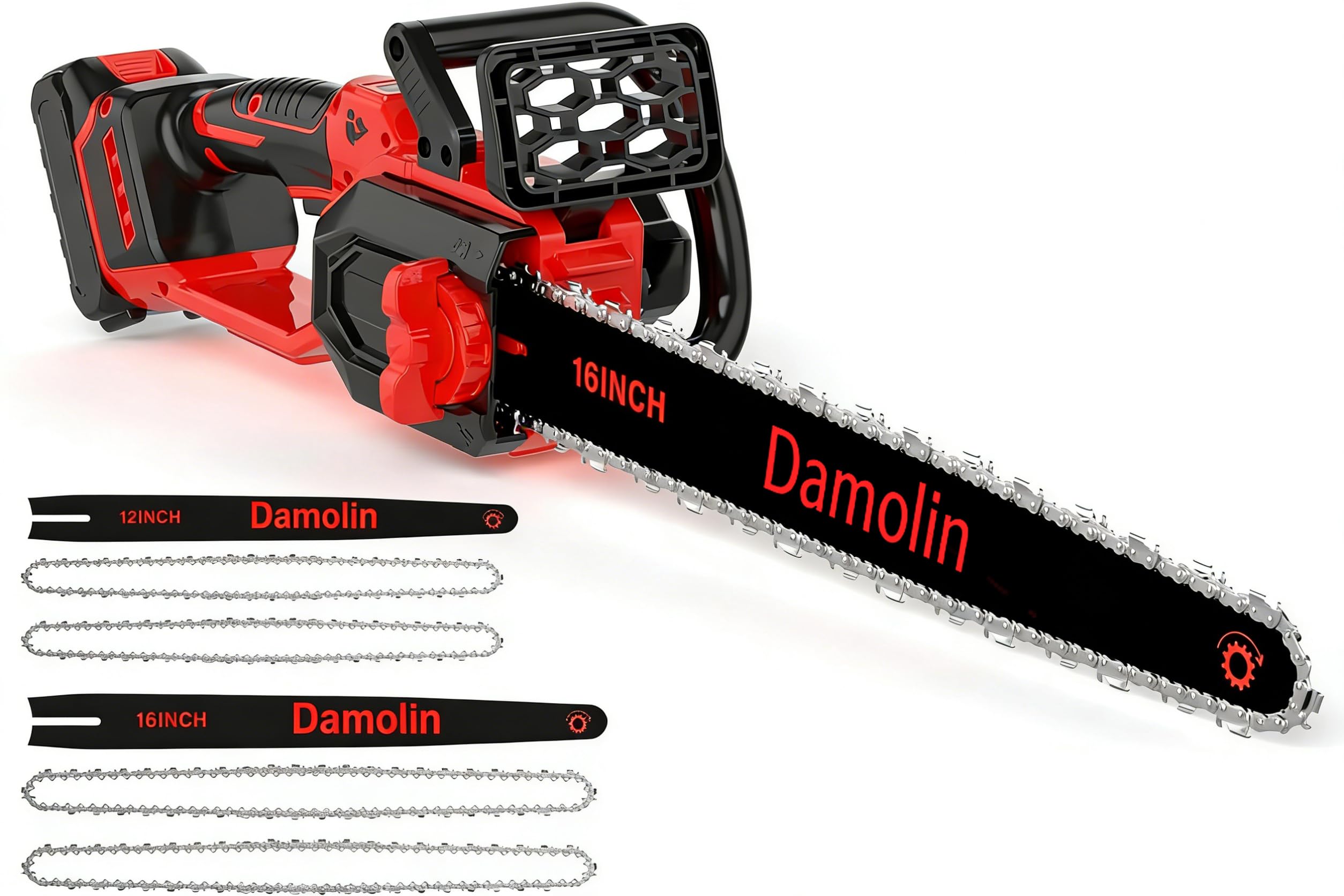 Photo 1 of 12"+16" 2-IN-1 Brushless Electric Chainsaw Cordless Compatible with Milwaukee M18 Battery, Battery Powered Chainsaw with Auto Oiler, 2x 12''+16'' Chains for Tree/Wood Cutting Pruning-ONLY TOOL