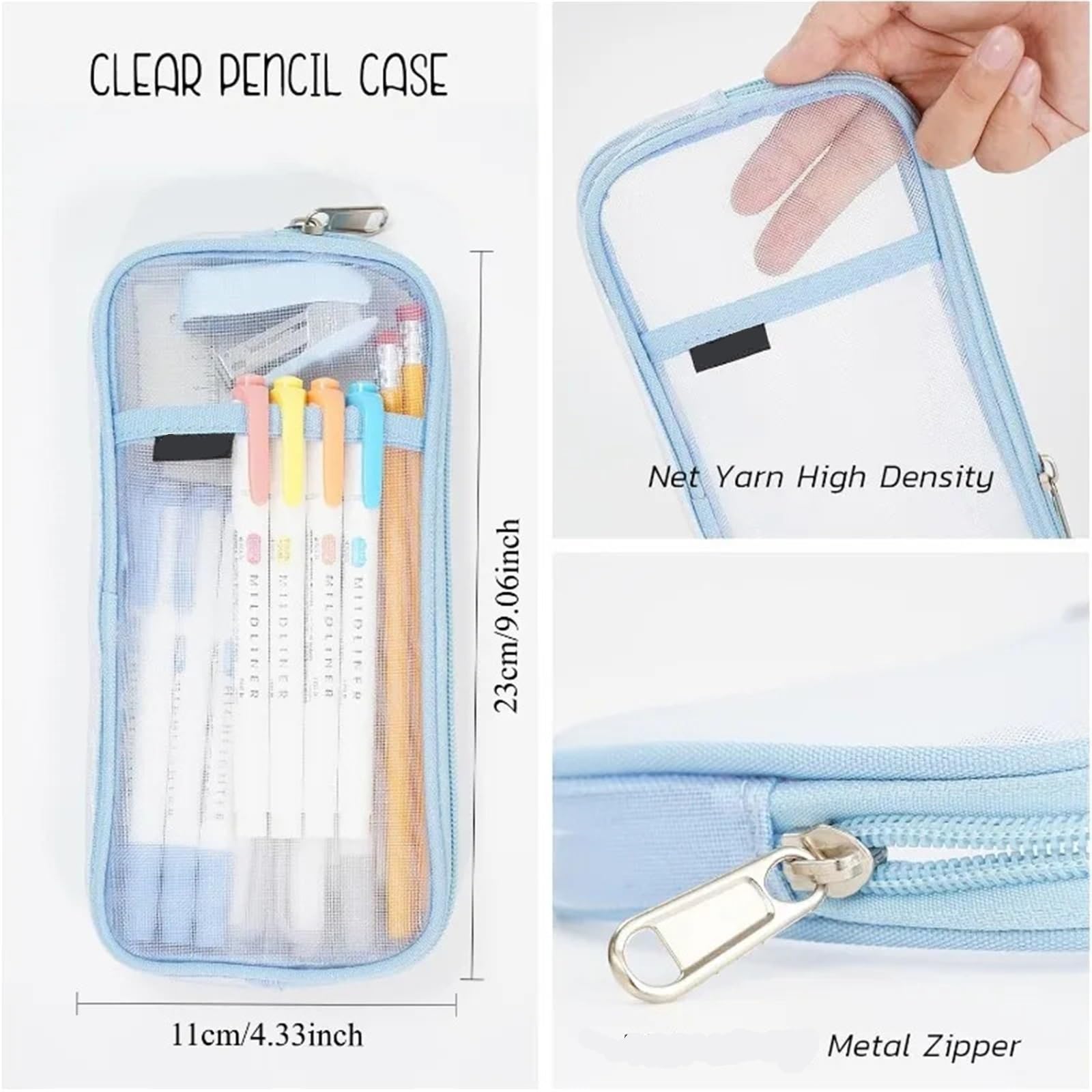 Estuche for lápices transparente de 2 piezas Para Artículos De Papelería