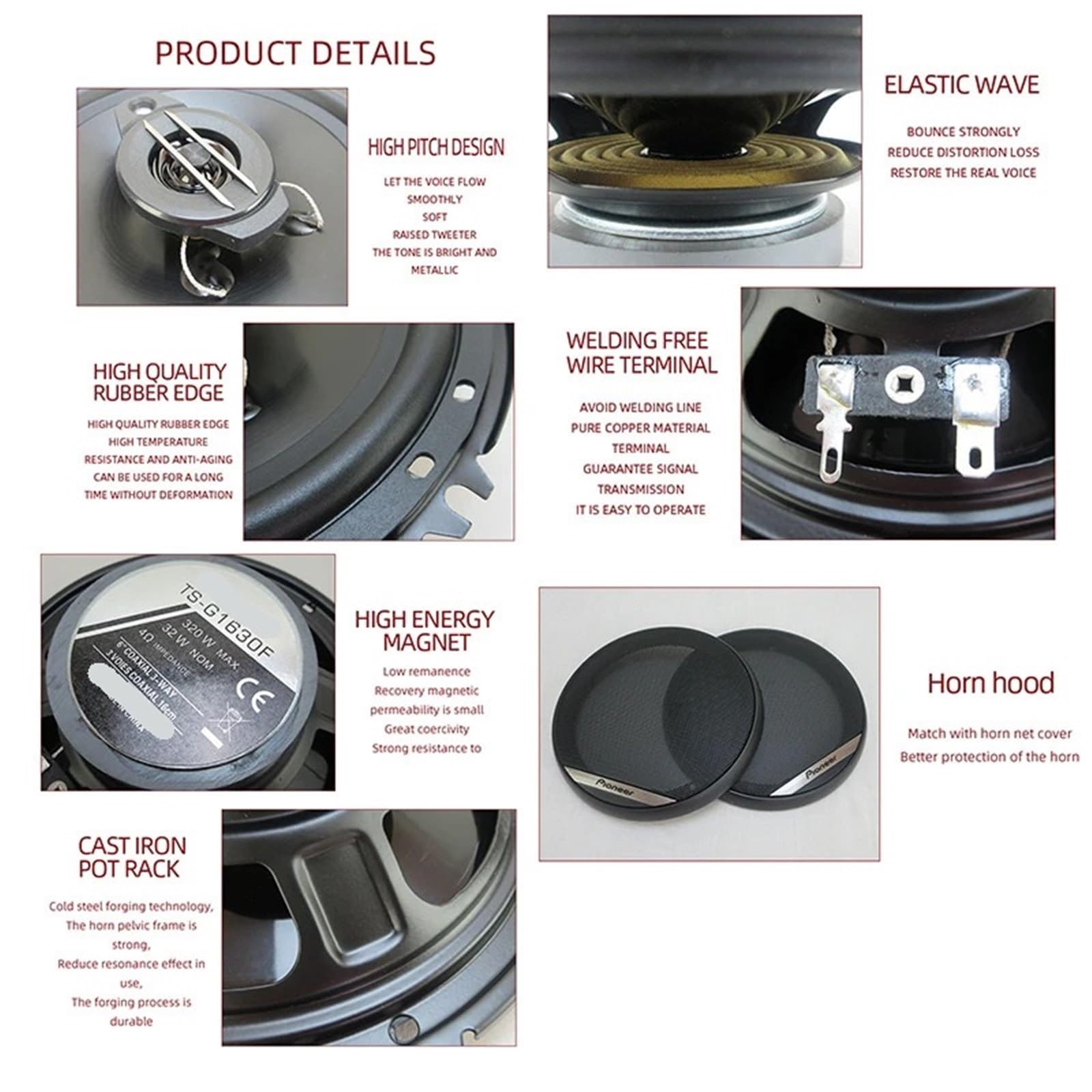 6-inch 3-Way Coaxial Speaker, 640W Peak Full Range Audio