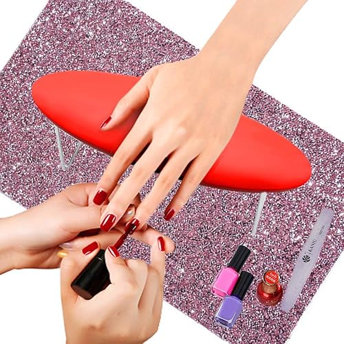Miniatura 2 de EBANKU Tapete de mesa brillante para arte de uñas, plegable para arte de uñas, almohadilla de práctica de salón de belleza, herramienta de manicura