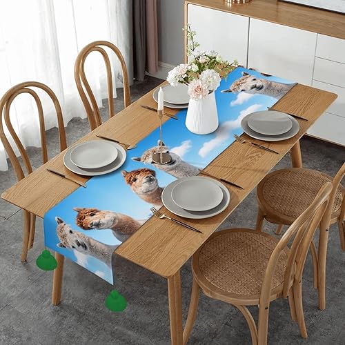 Camino de mesa navideño de dos Alpacas, decoración de mesa de comedor, decoración de Navidad, decoración de interiores del hogar, caminos de mesa de