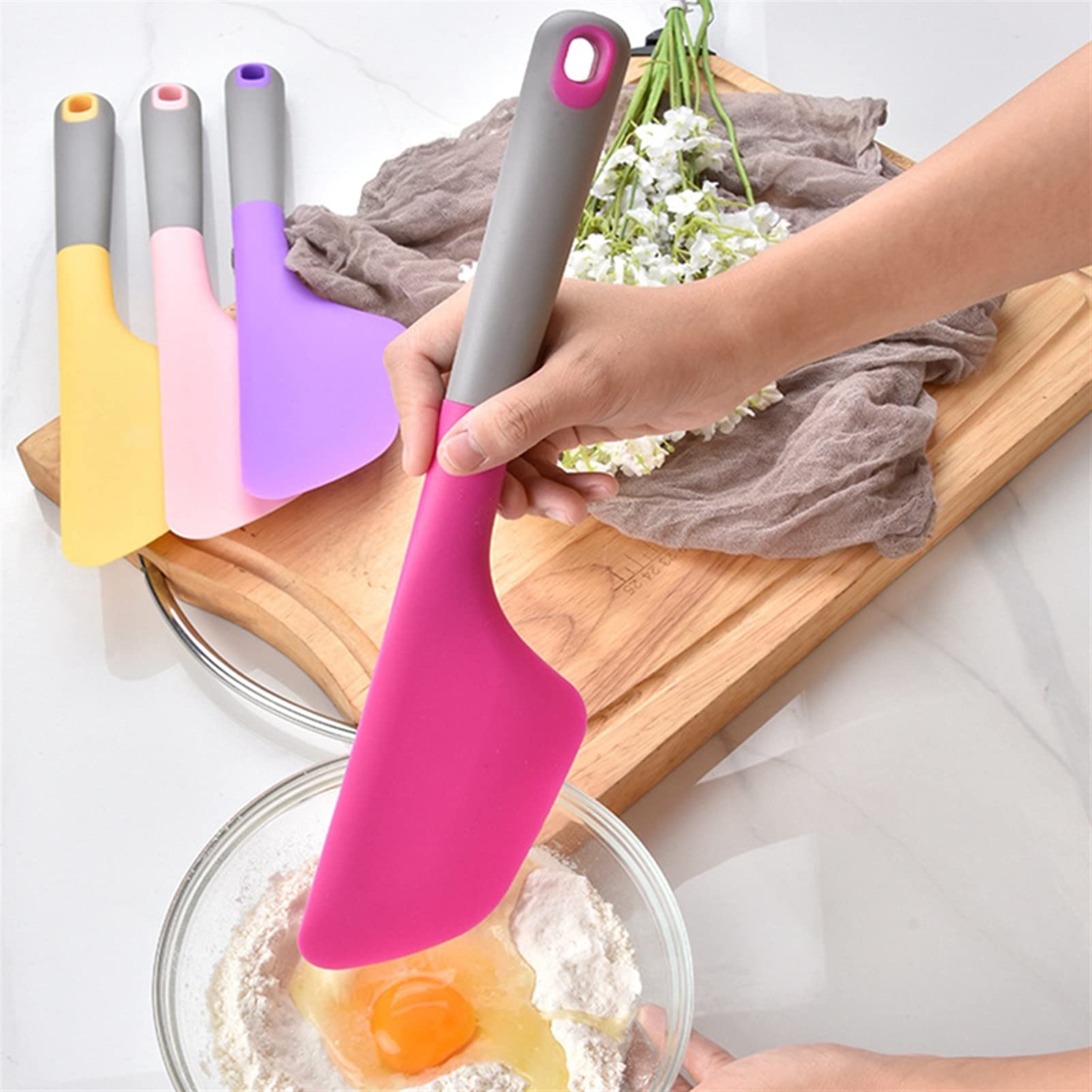 Teigschaber Backspatel Butter Kochen Silikon Spatel Kuchen Spatel Creme Spatel Küchenutensilien zum Backen, Kochen und Mischen Spatel (Color : Yellow)