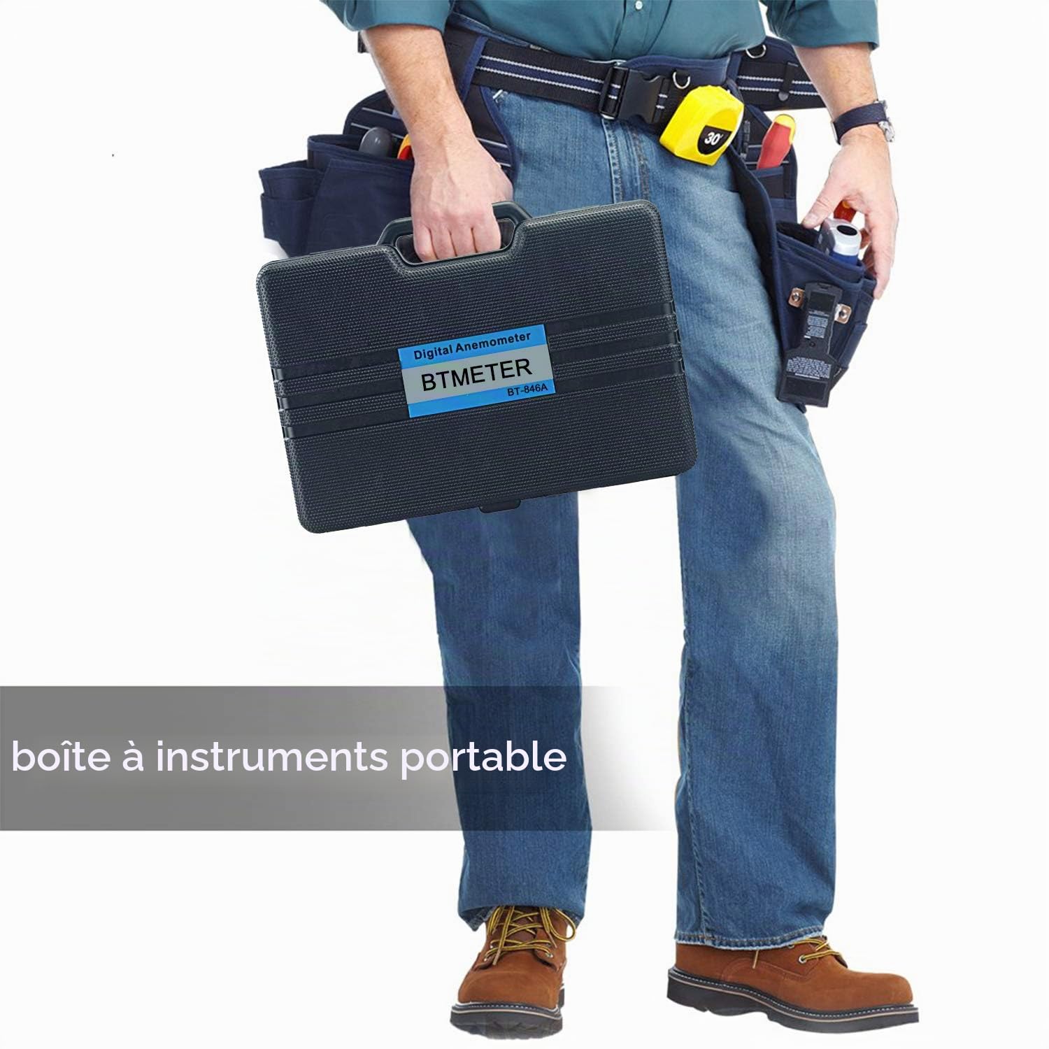 BTMETER Anémomètre BT-856A Pro CFM, mesure la vitesse du vent, le débit du vent, la température du vent pour CVC, compteur de vitesse avec USB