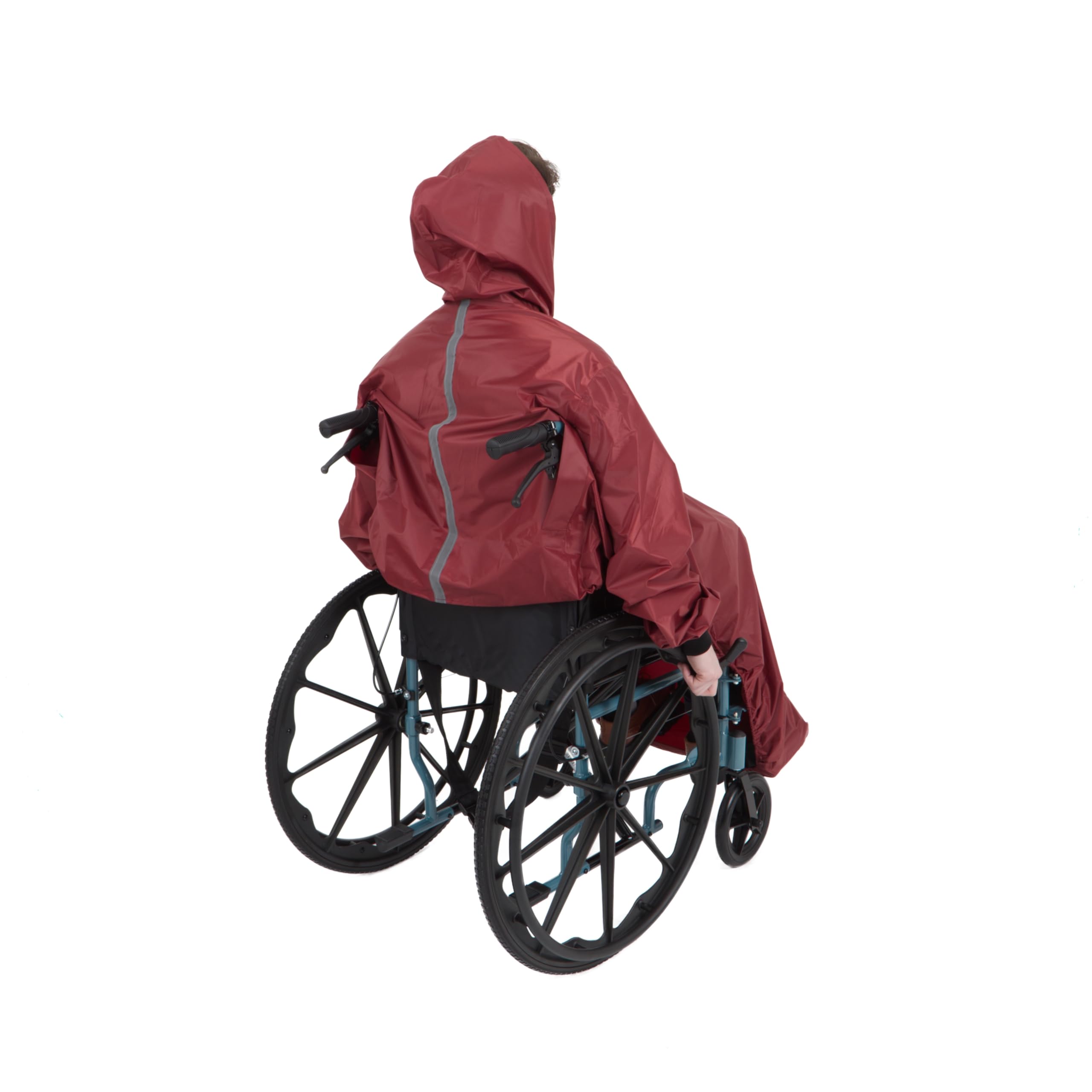 Days Wheelchair Mac with Sleeves – Waterproof & Windproof Hooded Cover with Full Length Sleeves – Comfortable, Durable & Easy to Wear Rain Protection for Wheelchair Users - Burgundy