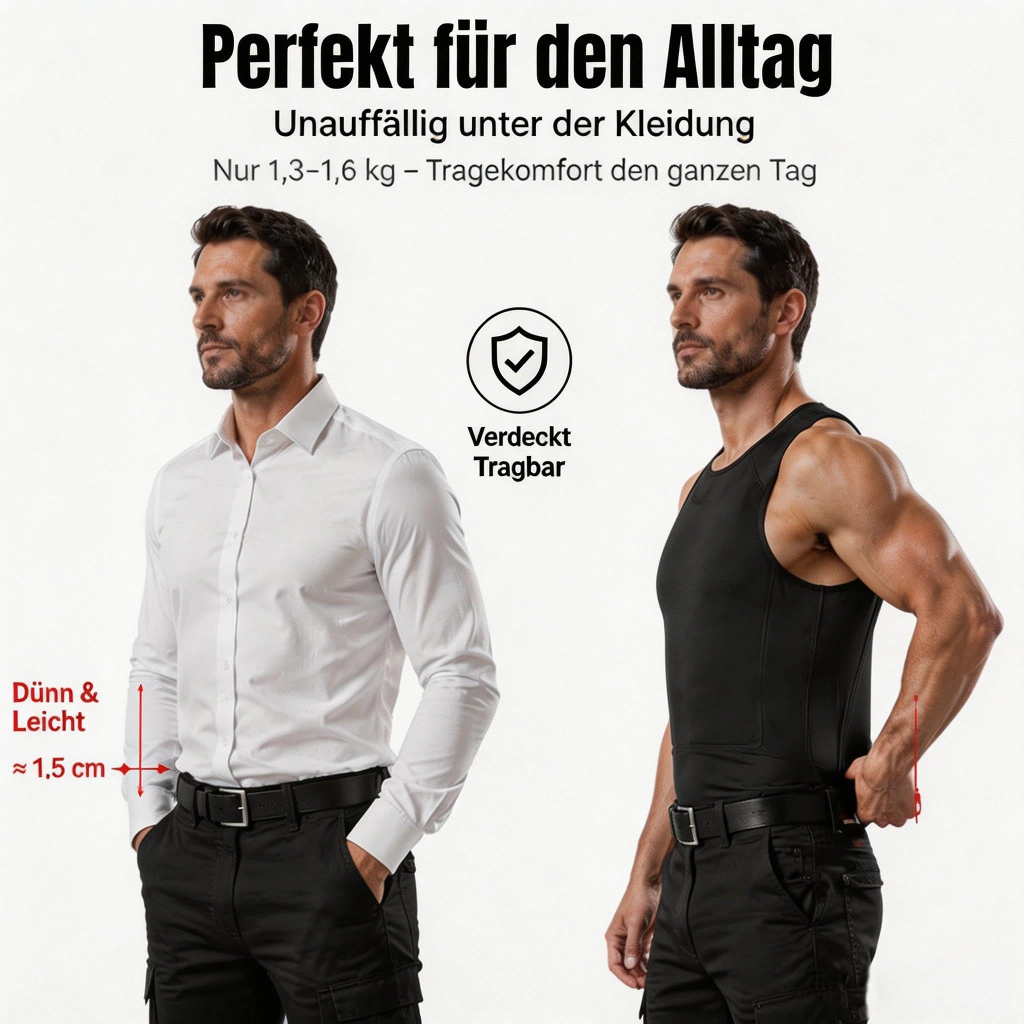 Generisch NIJ IIIA Level Bulletproof Vest,Kugelsichere Weste,Schusssichere Weste für Herren Damen, Leichte Verdeckt Tragbare Stichfeste Unterziehweste mit UHMW‑PE Schutzplatten,Vorne & Hinten Schutz