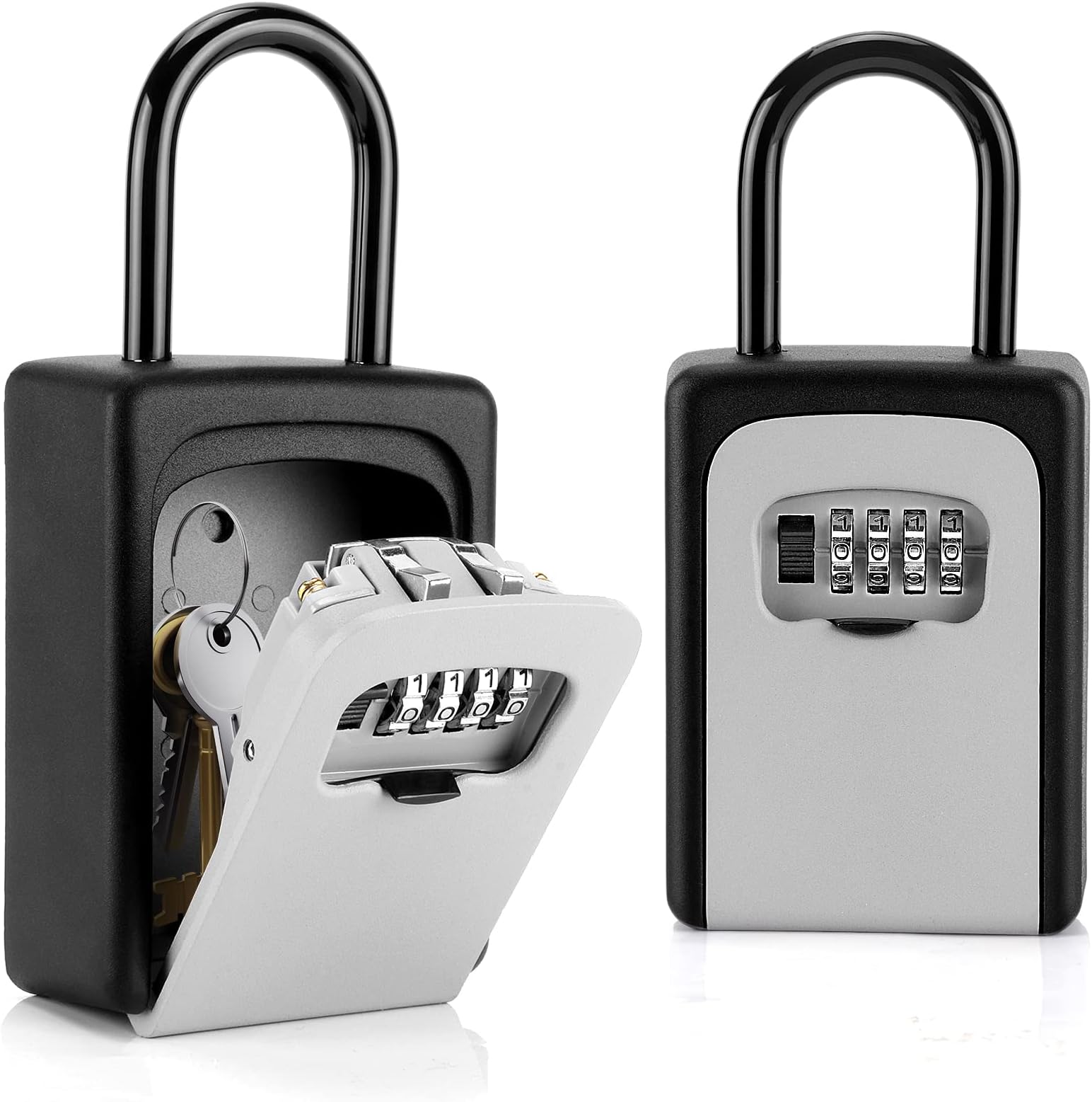 2 Pack Key Lock Box, Combination Lock Box Wall Mounted Waterproof Key Storage Lock Box Waterproof Resettable Code House Security Lock Box for Outdoor & Indoor
