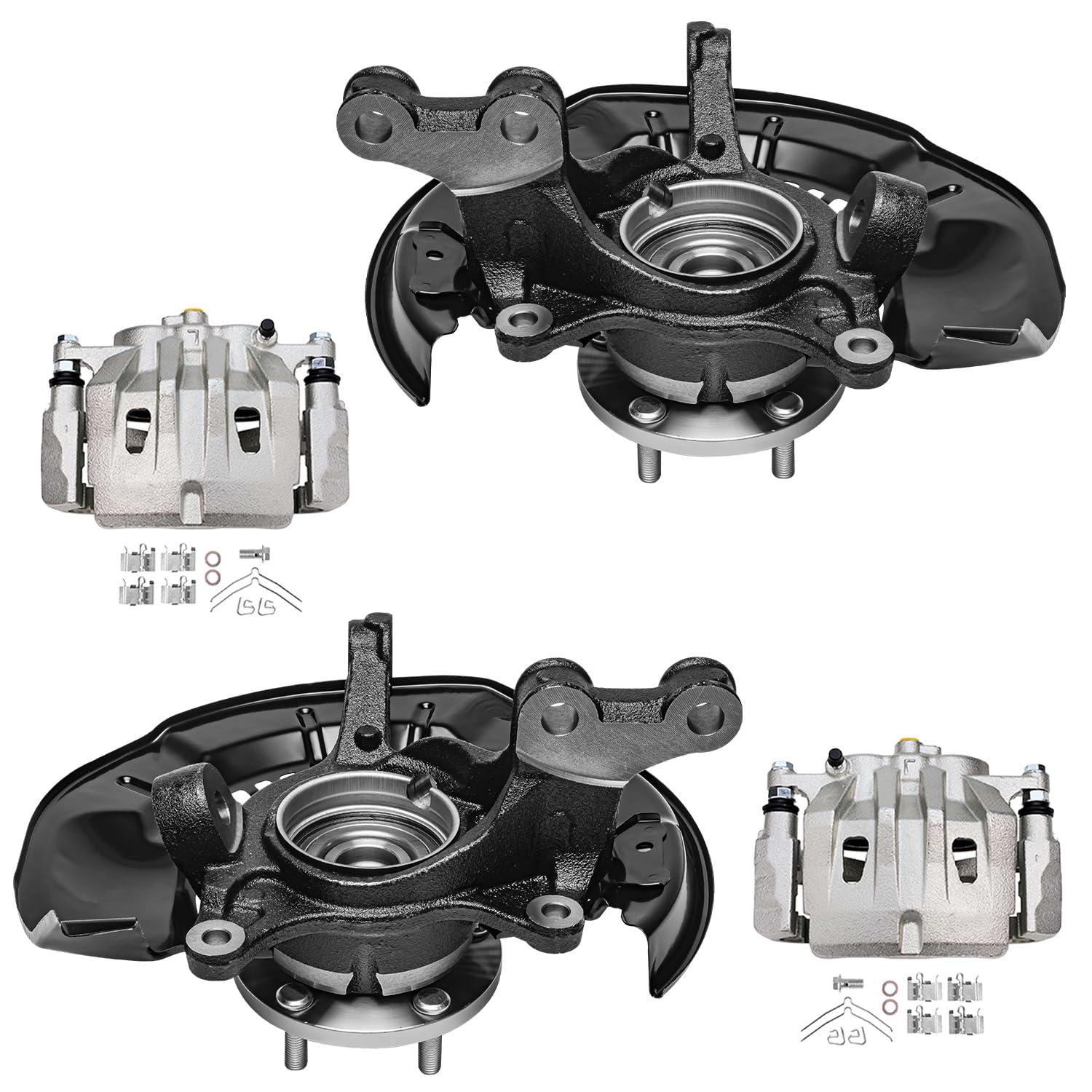 Detroit Axle - AWD Front Steering Knuckles Hubs Brake Calipers w/Brackets