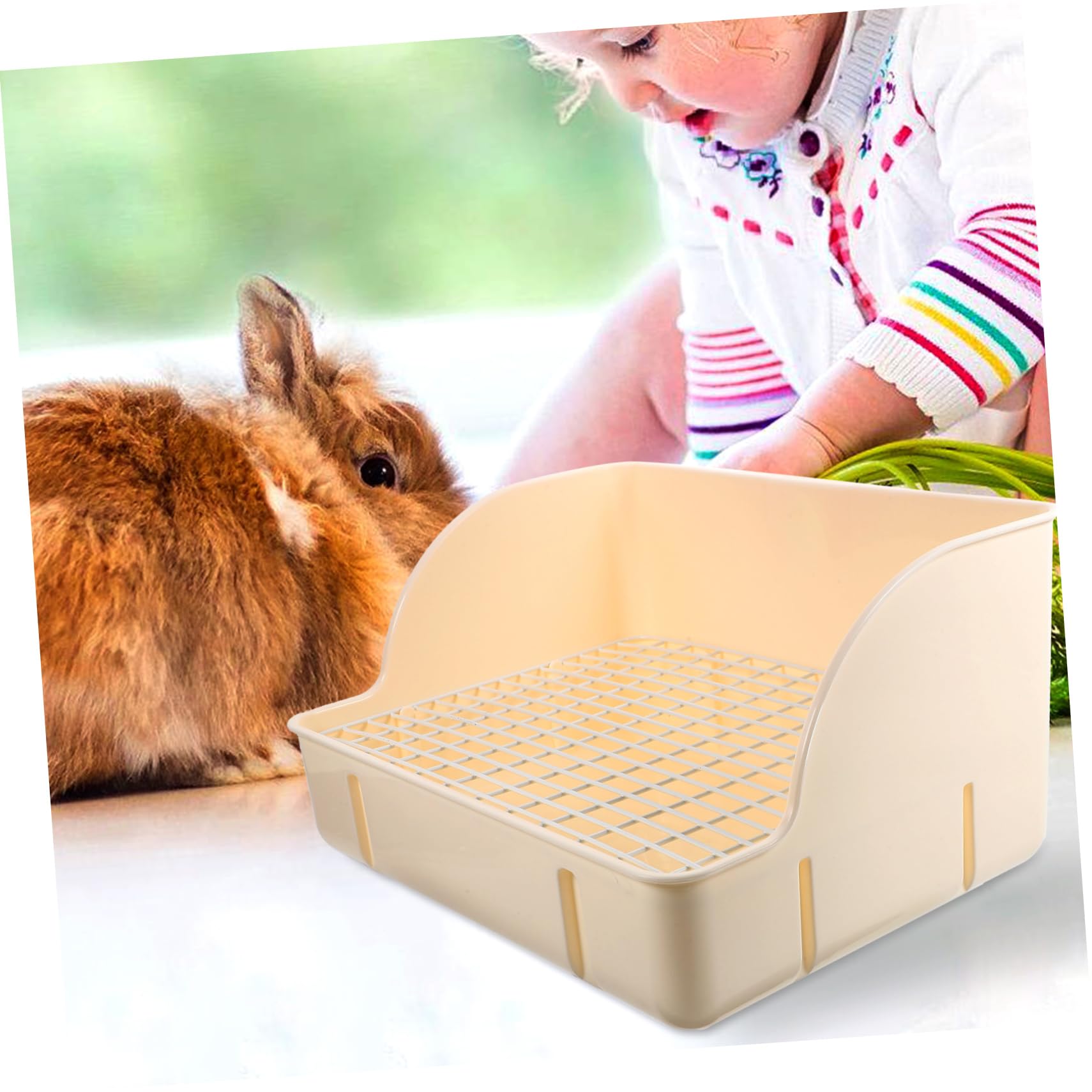 INOOMP Vassoio per Lettiera per Conigli e Angolare per Addestramento Design Stabile per Gabbie Piccole