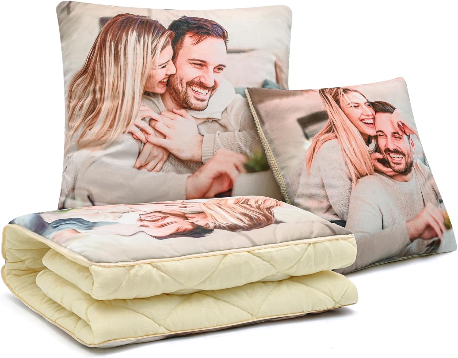 Q&K Coperta per cuscino personalizzata 2 in 1, coperta e cuscino da viaggio pieghevole, cuscino personalizzato per aereo, casa, auto, ufficio, regalo per papà, lavabile in lavatrice