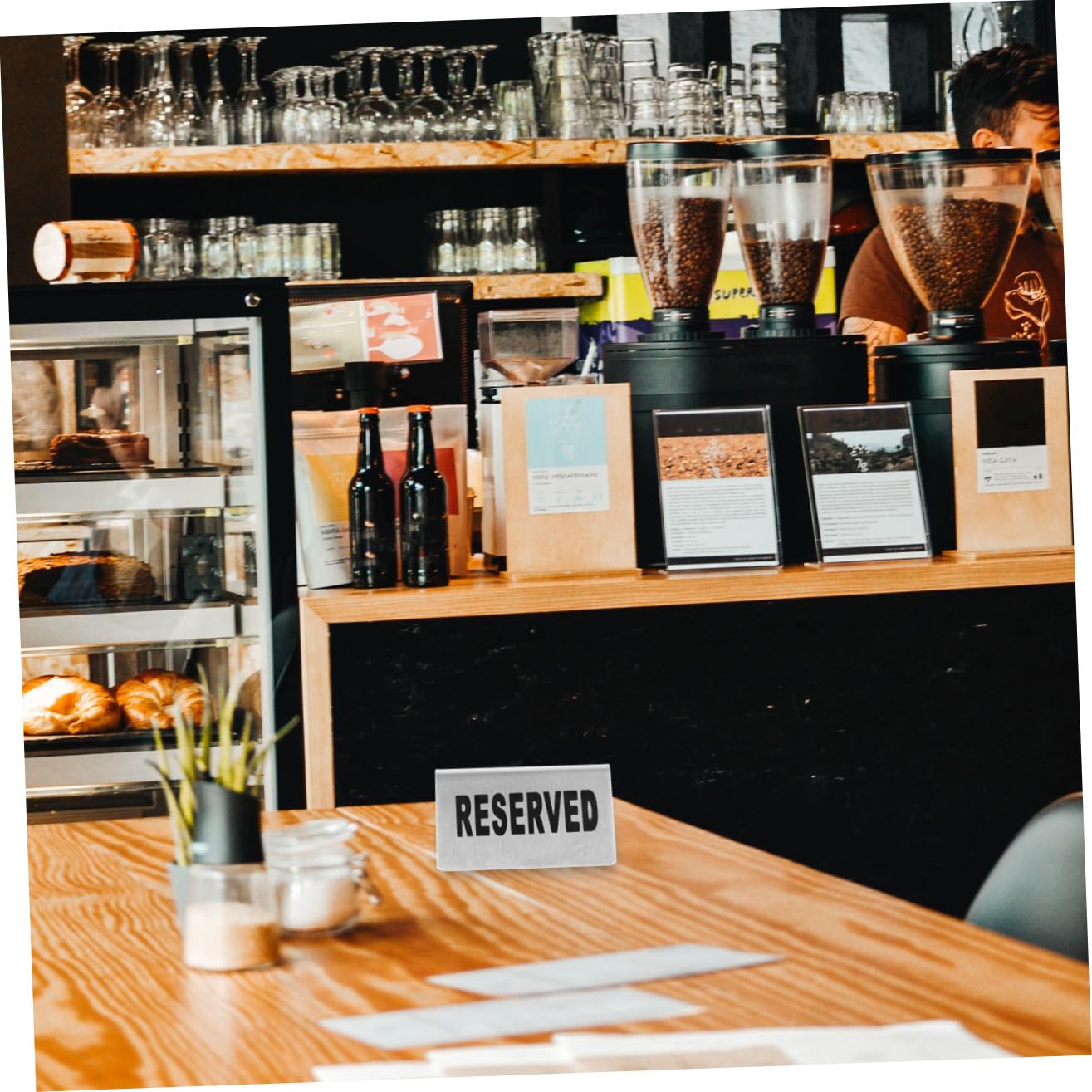4 Piezas Carteles Metálicos de Acero Inoxidable para Reserva de Mesa de Señalización Doble Cara para Eventos Bodas y Restaurantes Plateado Elegante