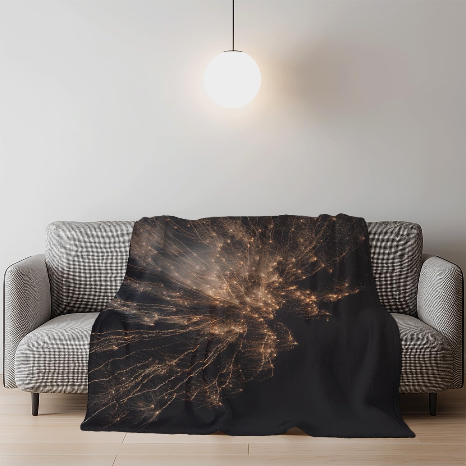 Genérico Manta de Franela Manta de Cama de Doble Cara y Extra Gruesa Frazada de Sofá Ligera y Suave al Tacto Invierno Mullida y Térmica 150 x 200 cm Amarillo Estético Paisaje Lámpara