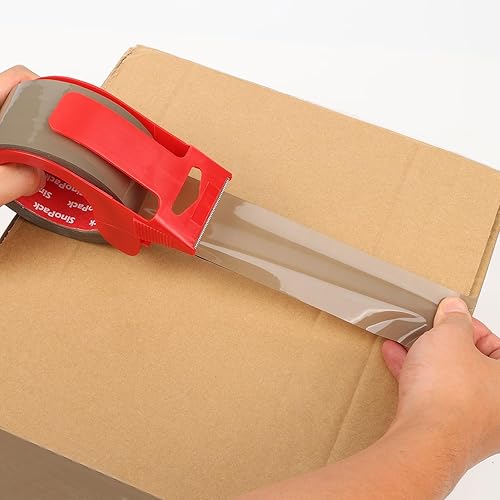 Miniatura 3 de Cinta de embalaje marrón resistente, paquete de 2 unidades de 1.88 pulgadas x 55 yardas con dispensador de cinta de embalaje marrón para envío y