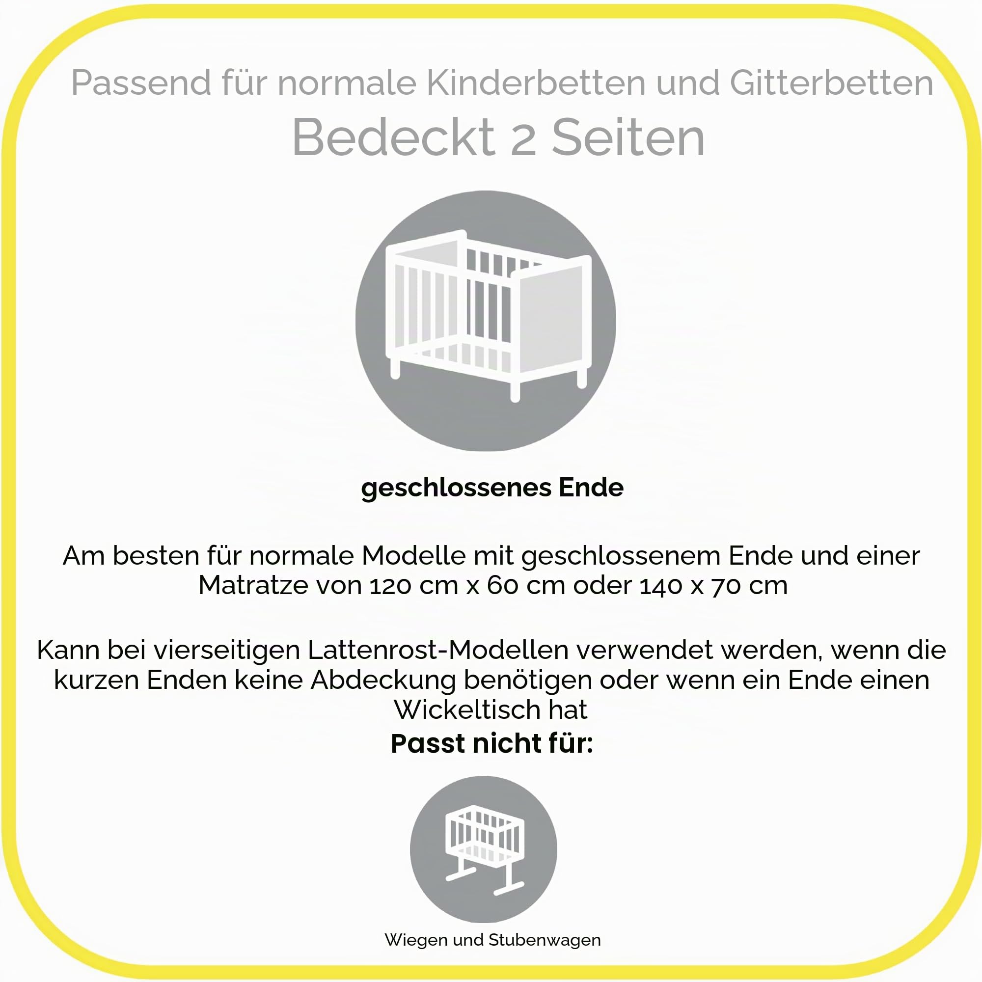 BreathableBaby Klassische atmungsaktive Netz-Einlage, für Kinderbetten mit festen Enden, deckt 2 Seiten ab, die sicherere Alternative zu traditionellen Nestchen, maschinenwaschbar, tropischer Garten