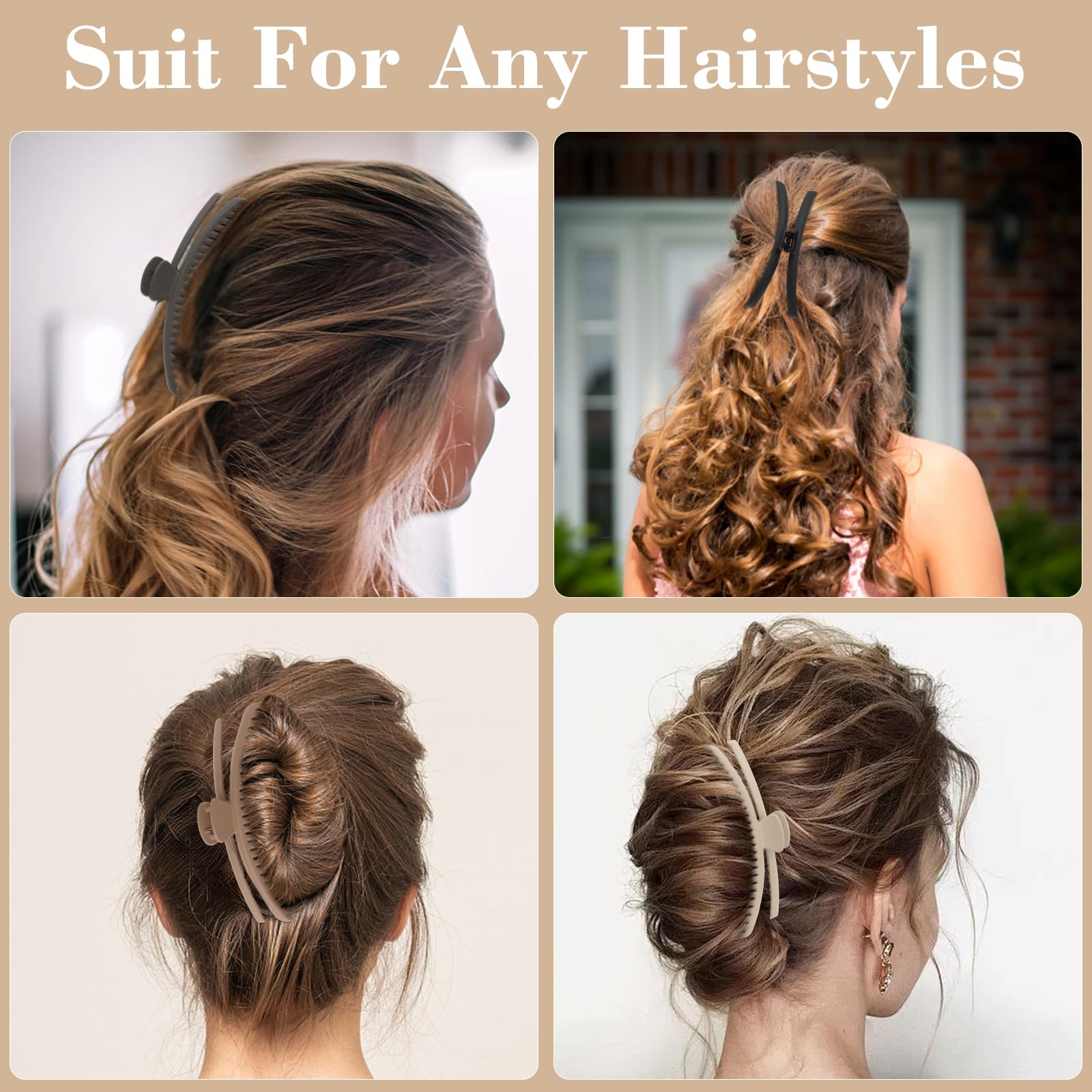 Fermagli per capelli per donne e ragazze, 4 pezzi, per tenere tutto con te, grandi fermagli per capelli spessi e sottili, confezione da 4 fermagli per capelli resistenti per lo styling degli artigli