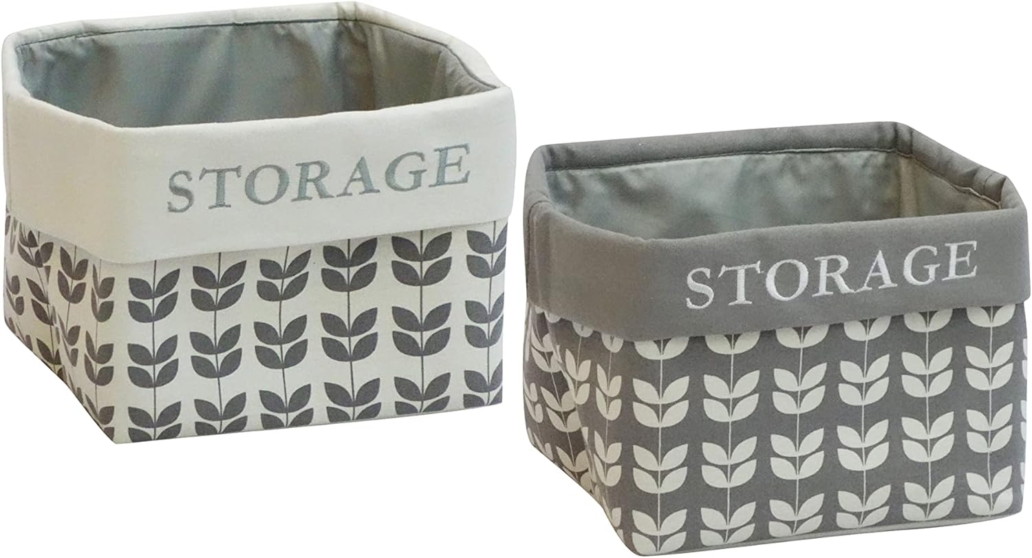 T&T Homewares, Square Fabric Storage Bins Set [2 Pack] ,Storage Baskets