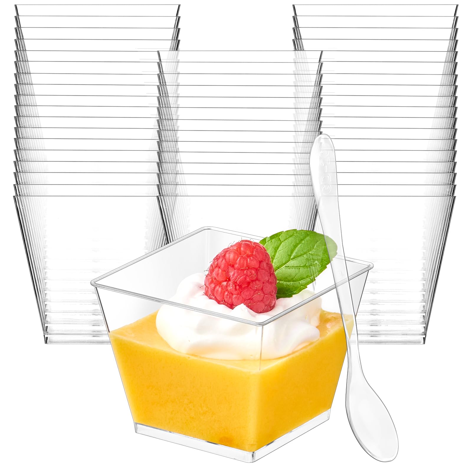 Amazon.com | Zezzxu 4 oz Square Mini Dessert Cups with Spoons - 50