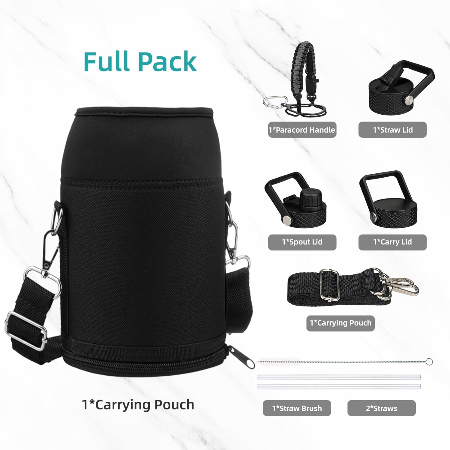 Half Gallon Insulated Water Bottle with Straw,64 oz 3 Lids Water Jug with Carrying Bag,Paracord Handle,Double Wall Vacuum Stainless Steel Metal Flask,Dark Red - Image 6