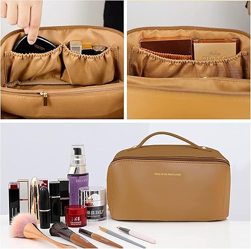 Miniatura 4 de Bolsa de cosméticos impermeable R-marrón Estilo de apertura oblicua