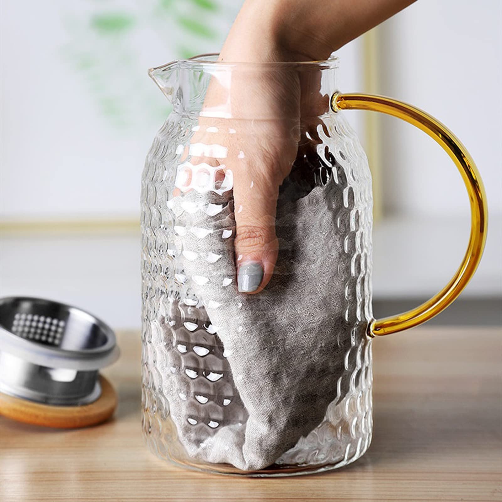 Jarra de Agua Jarra de agua con taza de vidrio Pote de agua 1500ml Agua resistente al calor Jarra de agua y juego de vidrio Hervidor cuadrado Hervir for té a casa Teteras de té Helado ( Color : B )
