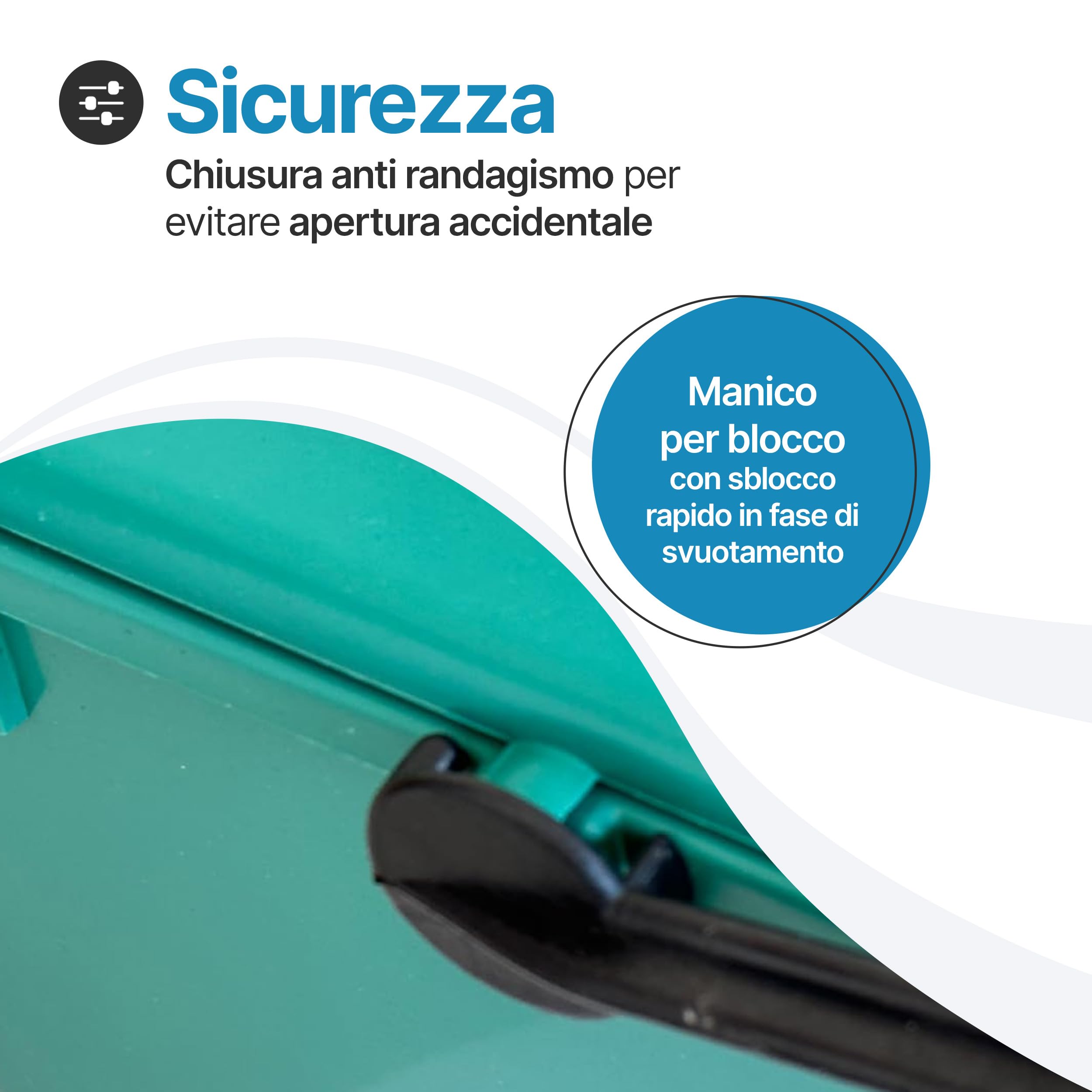 Tomaino - Pattumiera Raccolta Differenziata 20 lt - Bidone Umido, Vetro, Carta e Plastica con Manico Anti Randagismo - Cestino Secchio Spazzatura per Cucina ed Esterno - Verde
